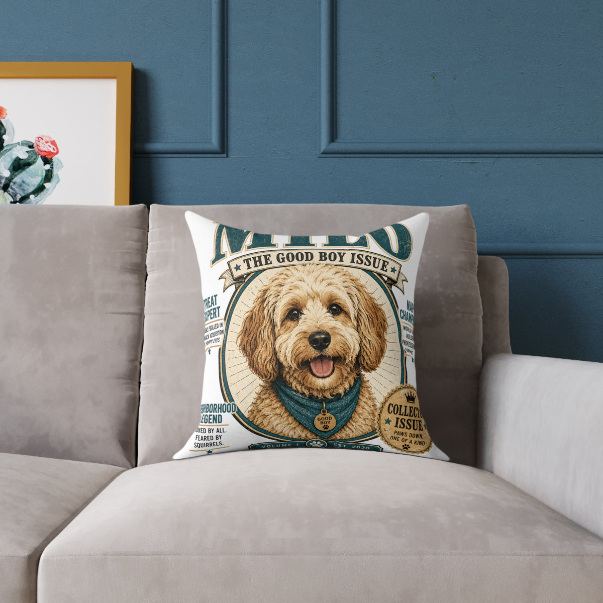 Milo "The Good Boy Issue" Decorative Pillow  Milo Bailey Dog Dad Mom