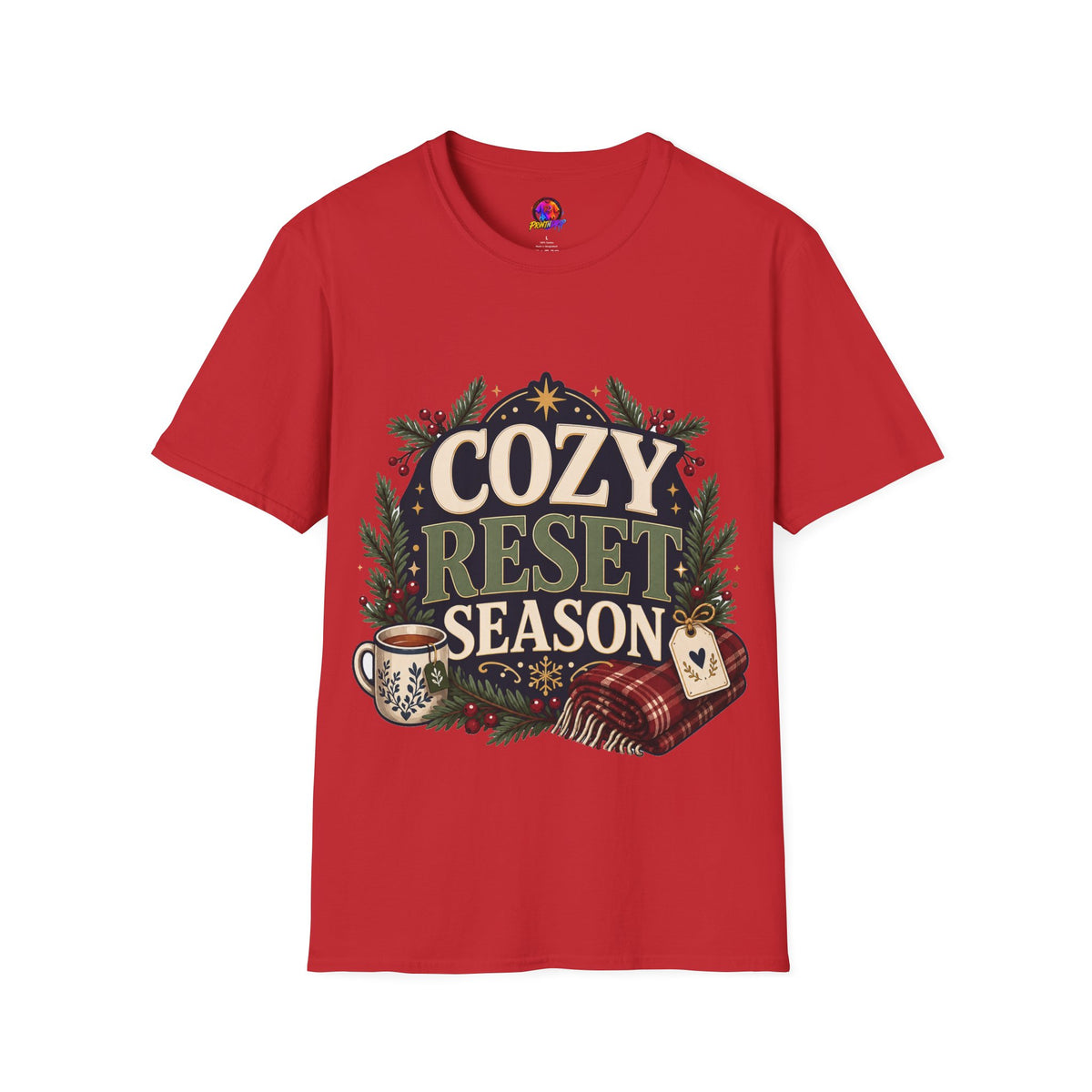 Cozy Reset Season T‑Shirt — Holiday Cozy Cabin Graphic Tee