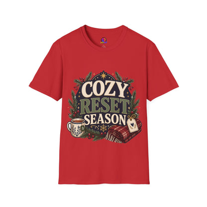 Cozy Reset Season T‑Shirt — Holiday Cozy Cabin Graphic Tee