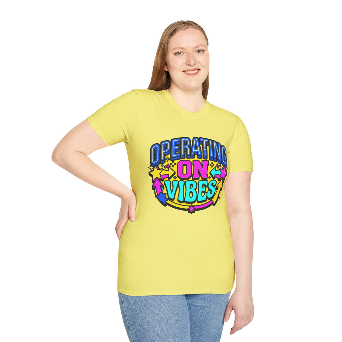 Operating On Good Vibes T-Shirt — Retro Rainbow Positive Energy Tee - Trending Now - August 2026