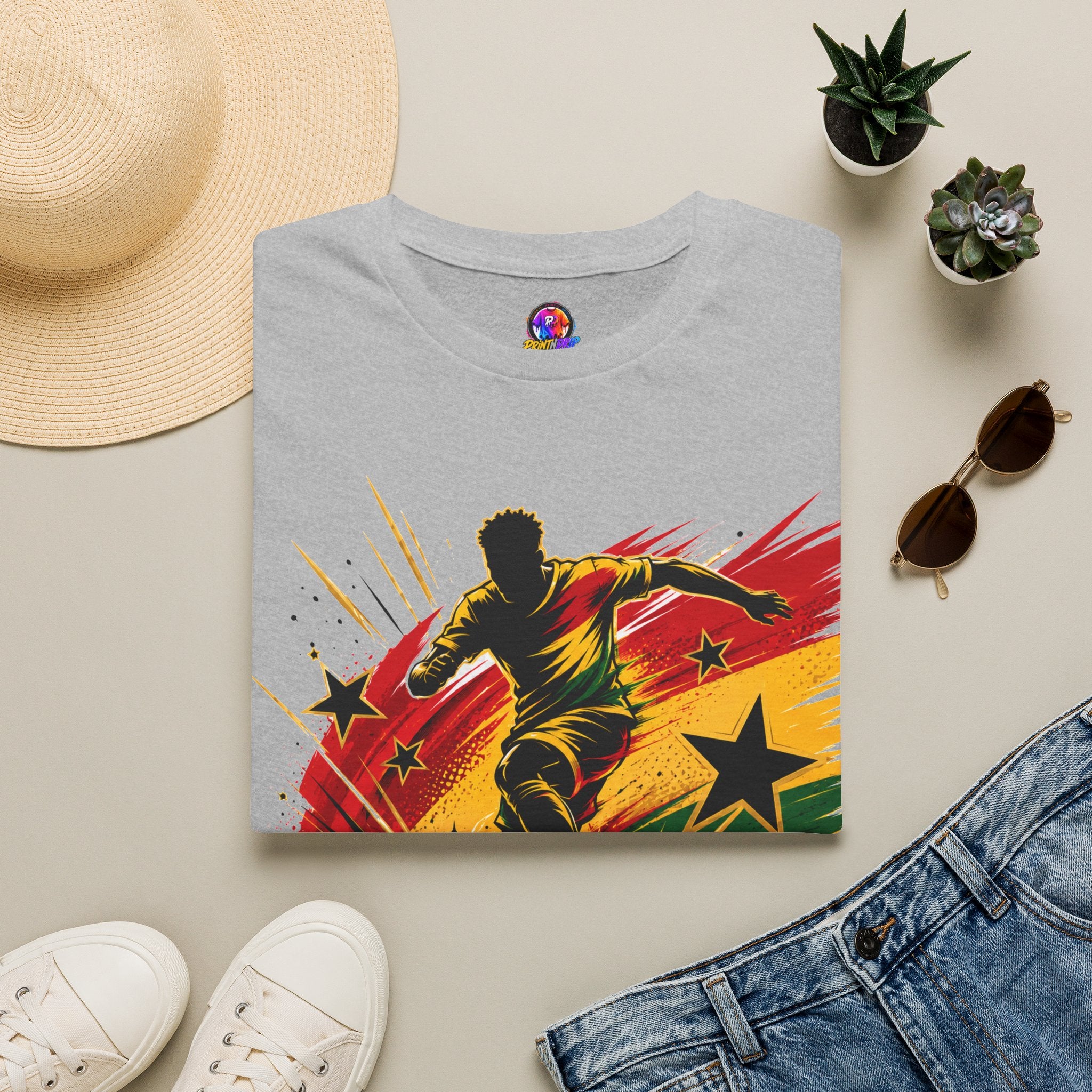Ghana Star Power Soccer T-Shirt — Afro Football Fan Tee - Ghana T-Shirt