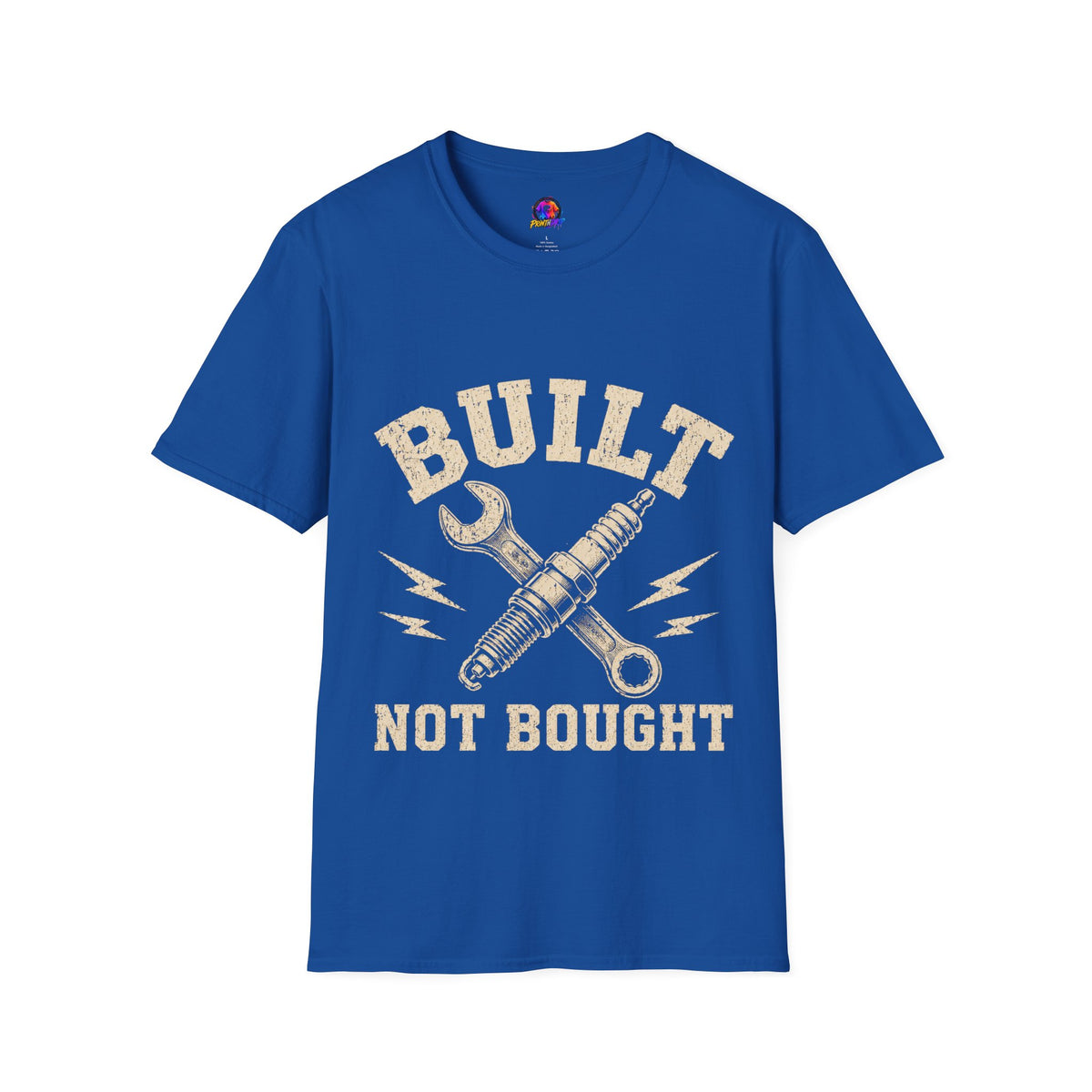 Built Not Bought T-Shirt — Mechanic Wrench & Spark Plug Vintage Tee