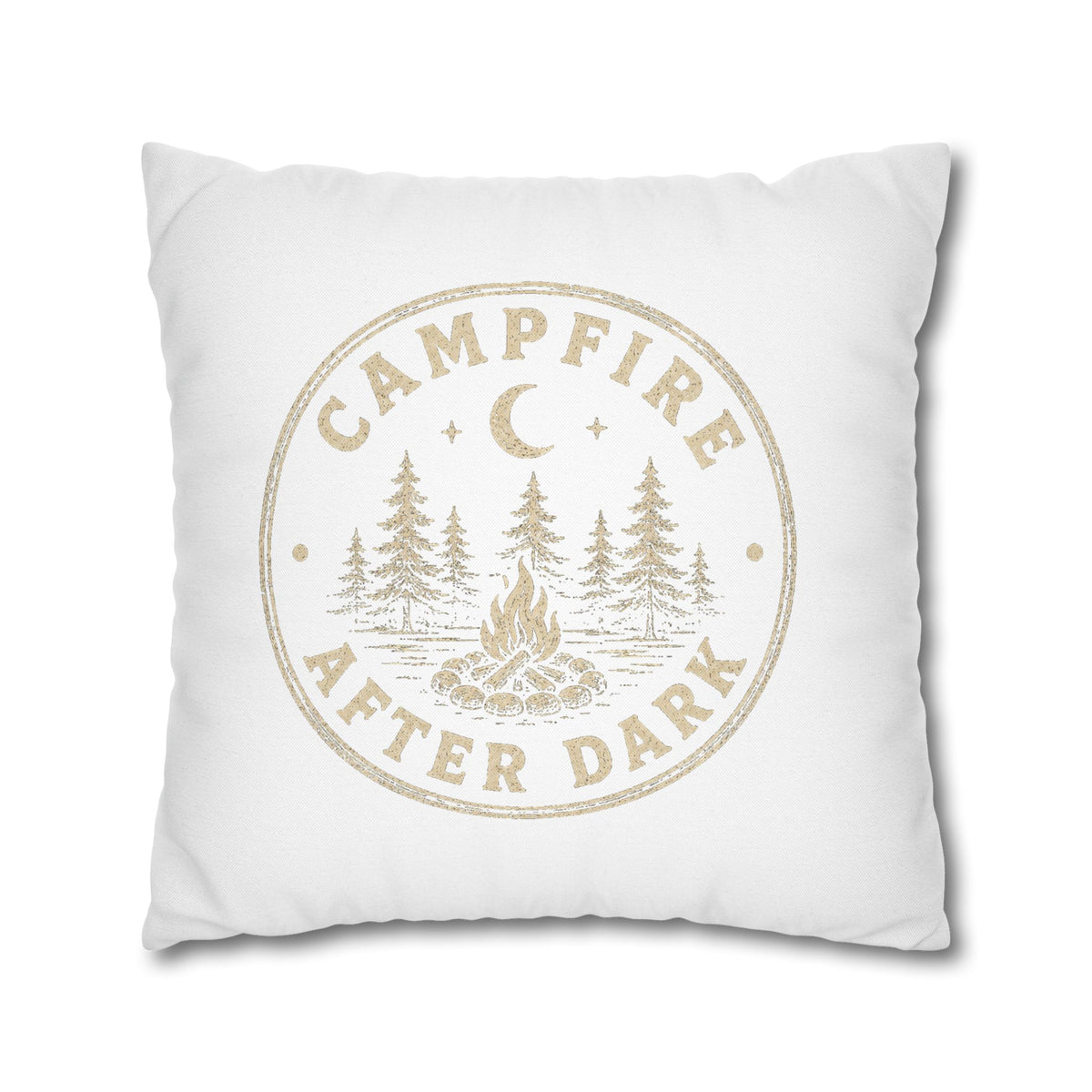 Campfire After Dark Decorative Pillowcase  Milo Bailey Dog Dad Mom— Rustic Camping Throw Pillow Cover