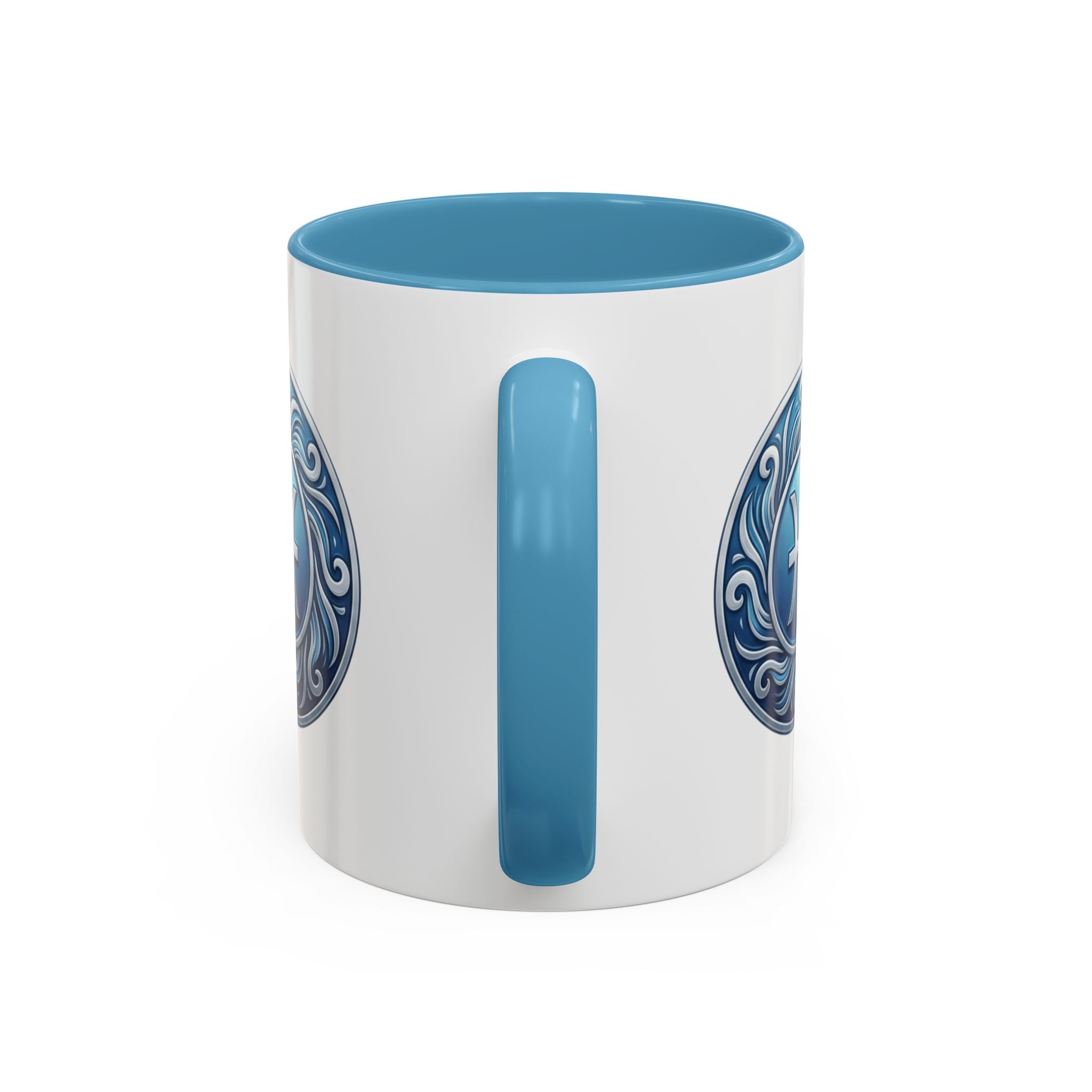 Pisces Zodiac Coffee Mug — Blue Astrological Symbol Accent Mug