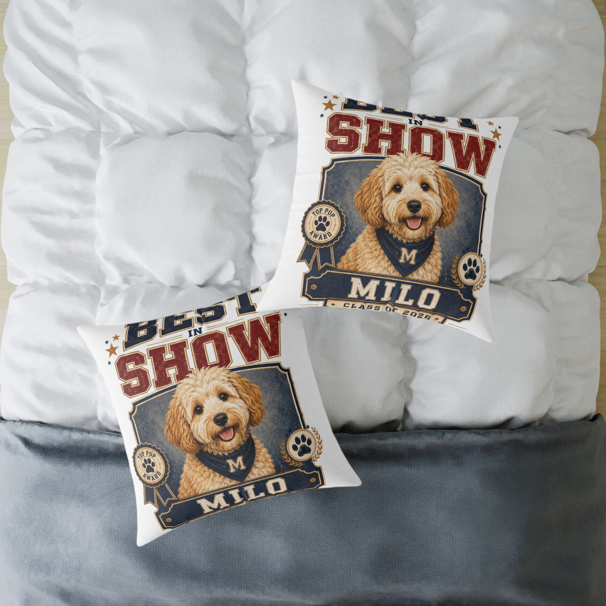 Best in Show Dog Pillow — Milo Bailey Dog Dad Mom  Personalized Milo Decorative Throw Pillow