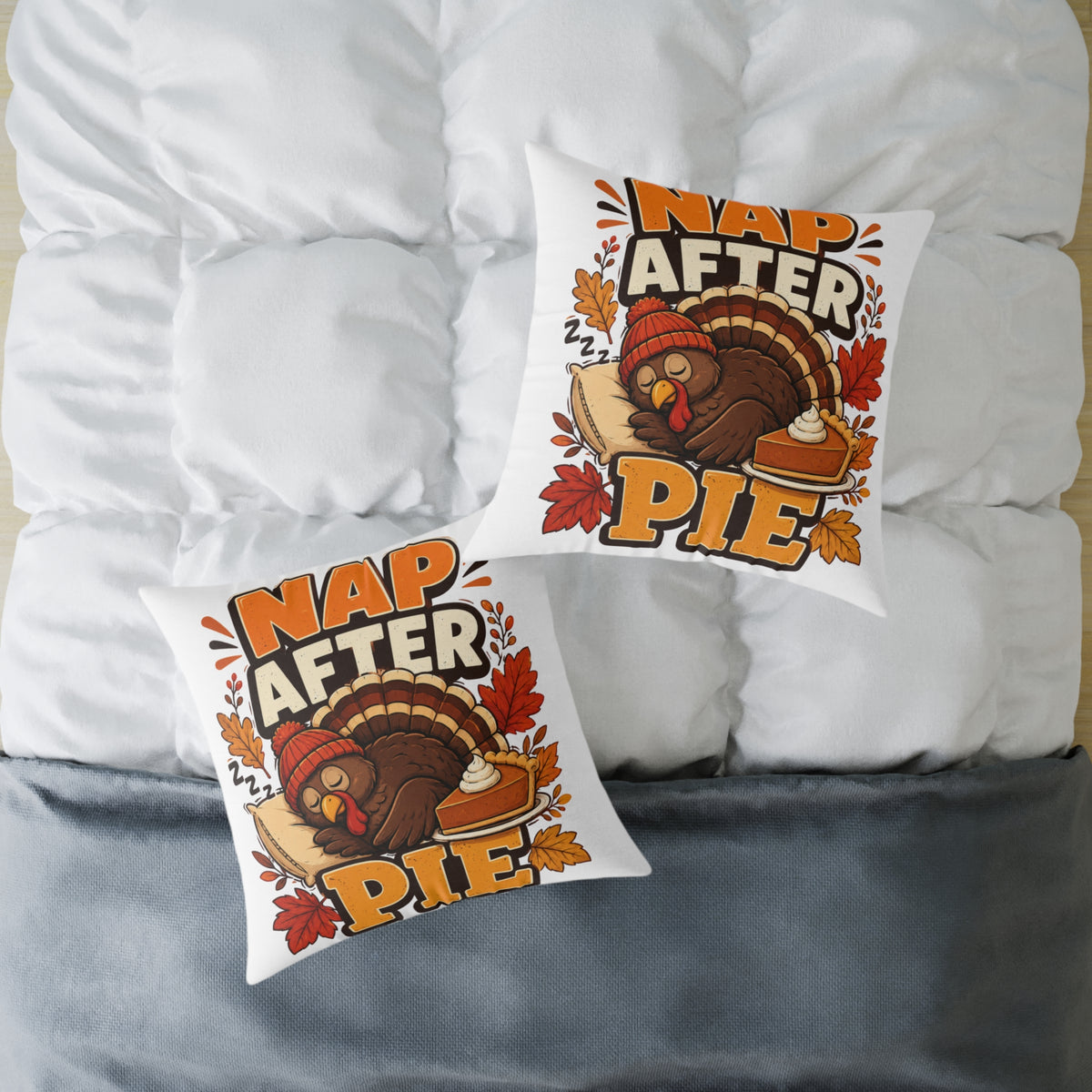 Thanksgiving Pillow — 'Nap After Pie' Turkey Throw Pillow
