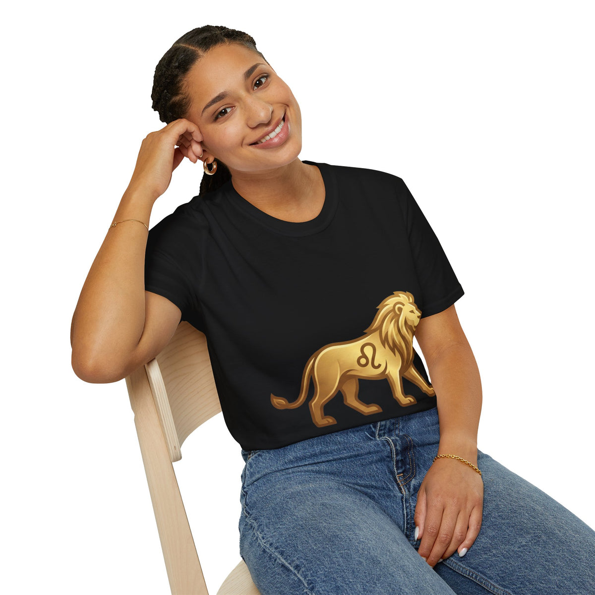 Leo Zodiac Lion T-Shirt — Gold Astrology Tee for Leo Birthdays & Zodiac Fans