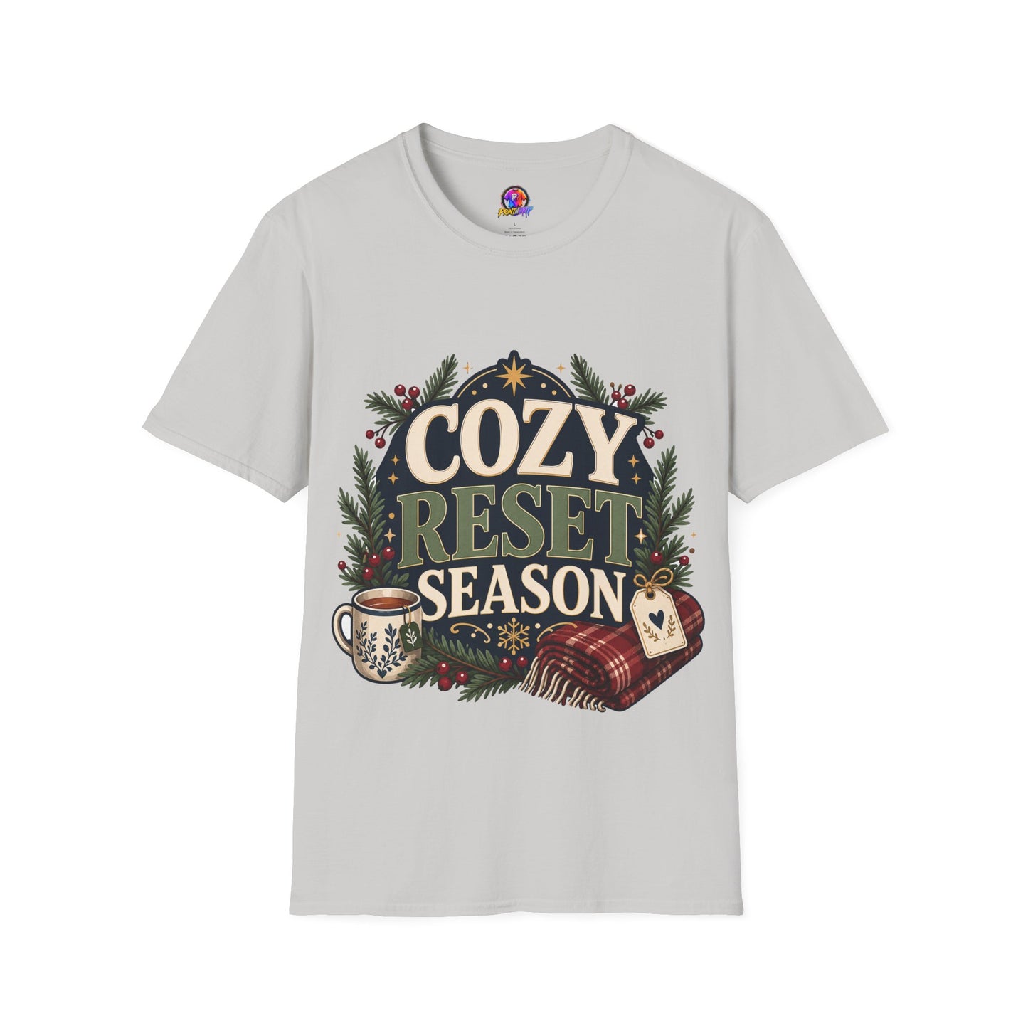 Cozy Reset Season T‑Shirt — Holiday Cozy Cabin Graphic Tee