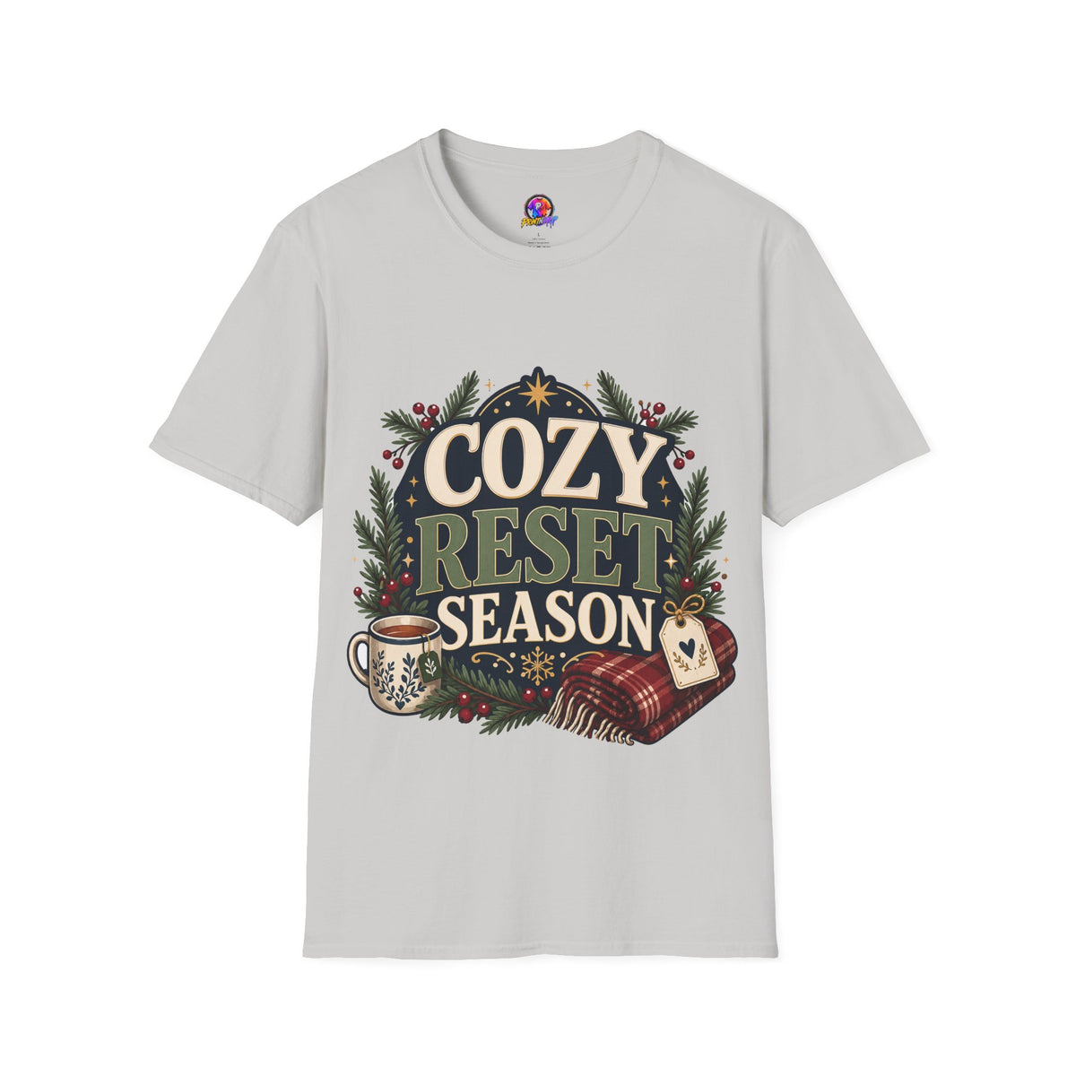 Cozy Reset Season T‑Shirt — Holiday Cozy Cabin Graphic Tee