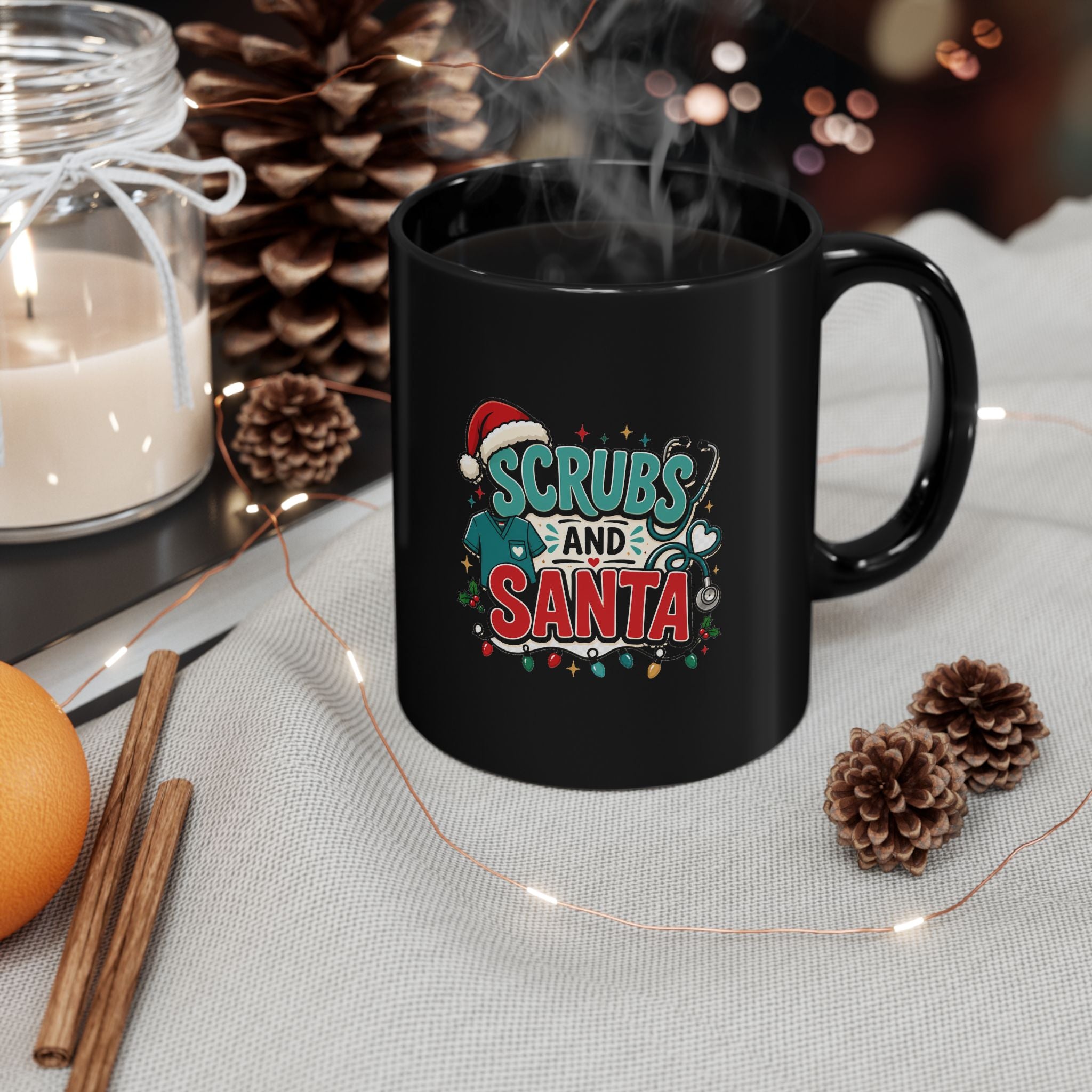 Modern Day Christmas Scrubs and Santa Coffee Mug — Christmas Nurse Holiday Gift