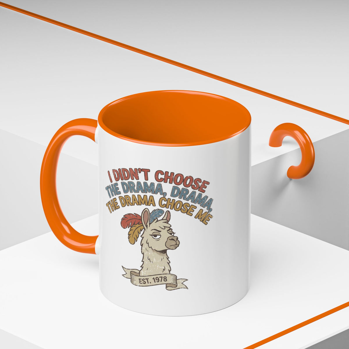 Funny And Witty "The Drama Chose Me" Accent Coffee Mug (11, 15oz)