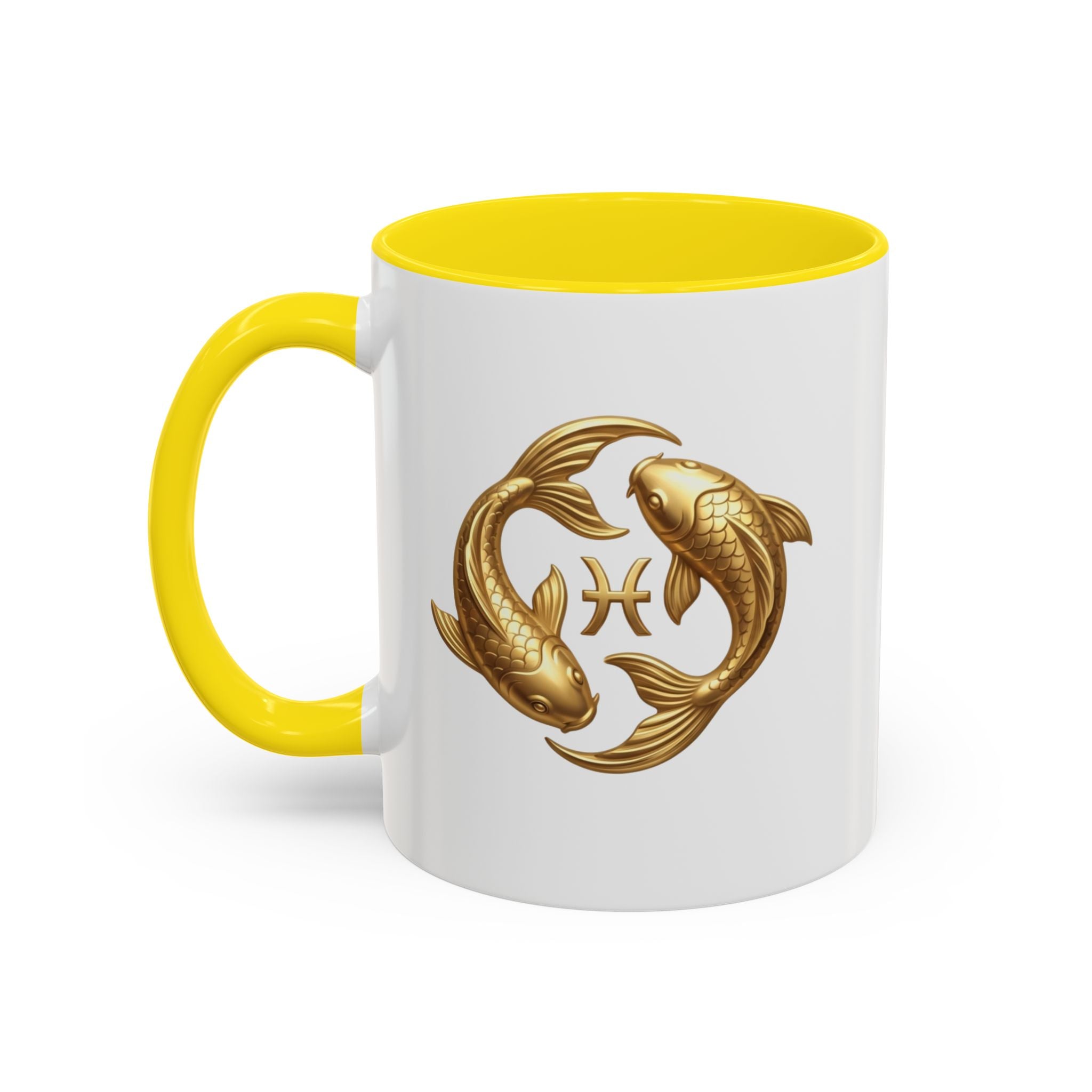 Pisces Zodiac Coffee Mug – Gold Koi Fish Horoscope Accent Mug