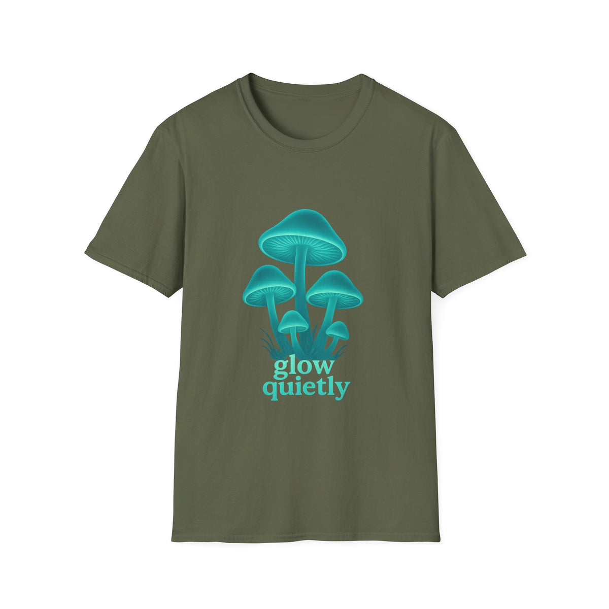Mushroom Graphic T-Shirt — 'Grow Quietly' Teal Fungi Tee - Trending Now - August 2026