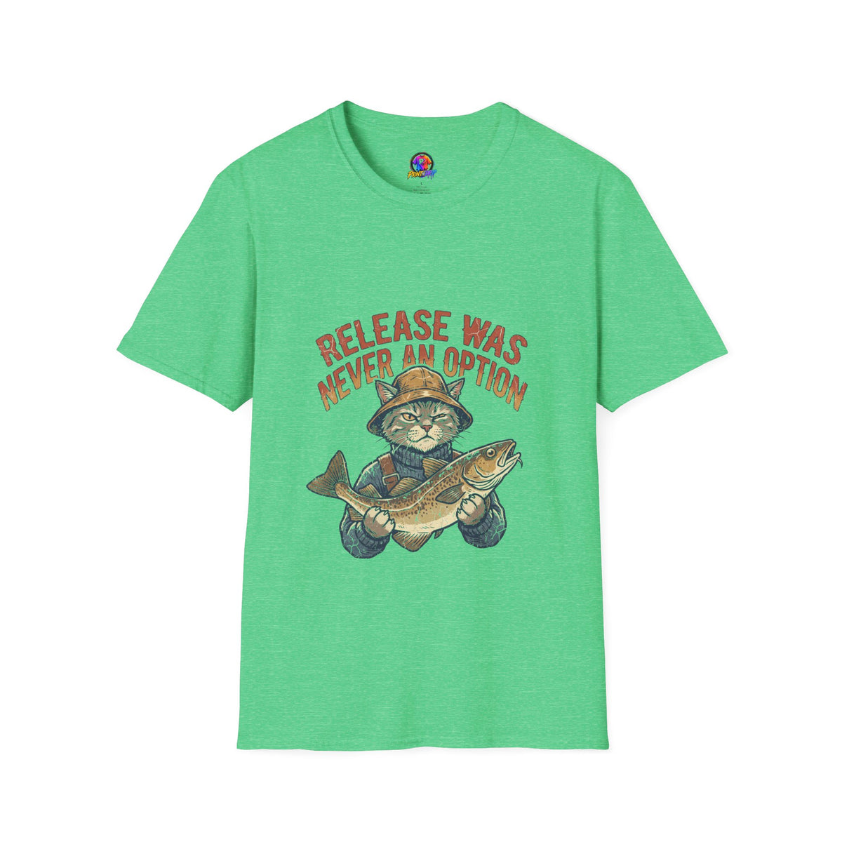 Funny And Witty Fishing Cat T-Shirt – "Release Was Never An Option" Vintage Angler Tee