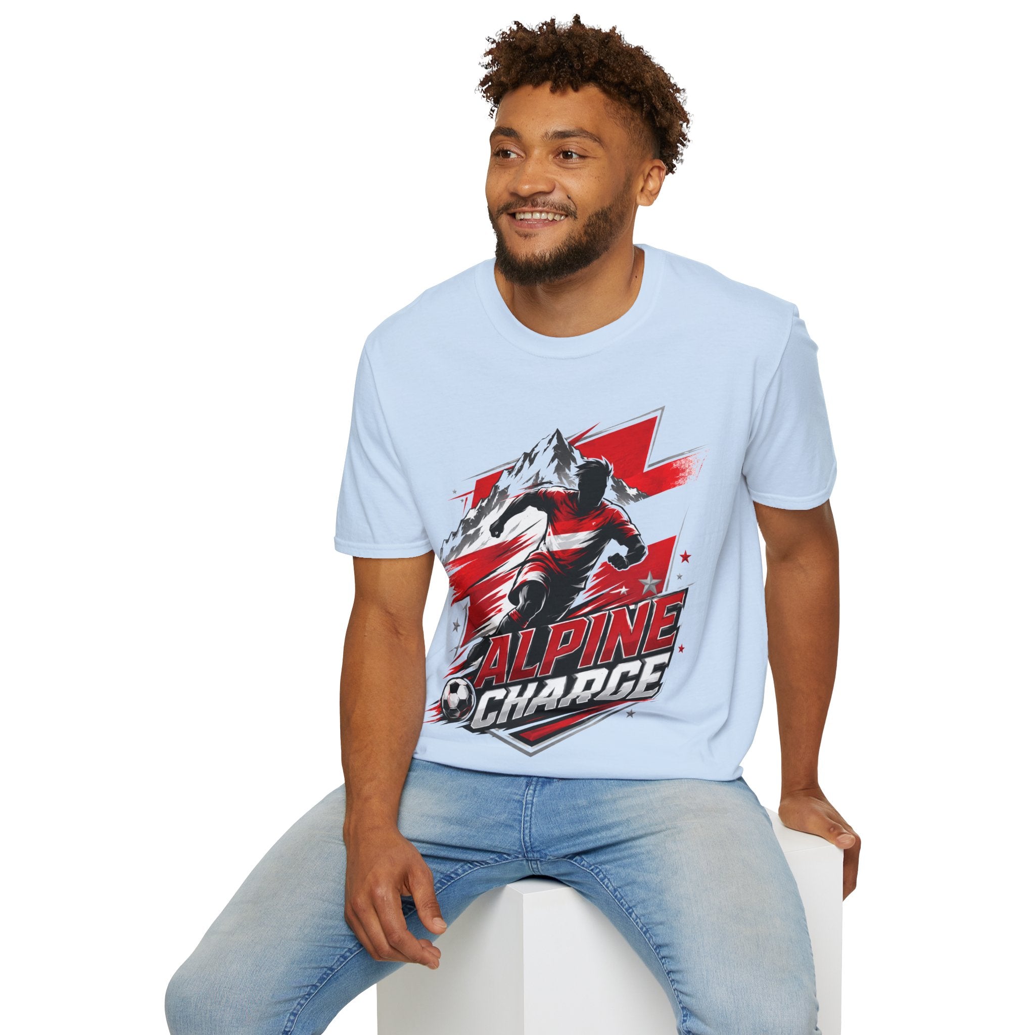 Austria  Alpine Charge Soccer T-Shirt — Mountain Football Graphic Tee -