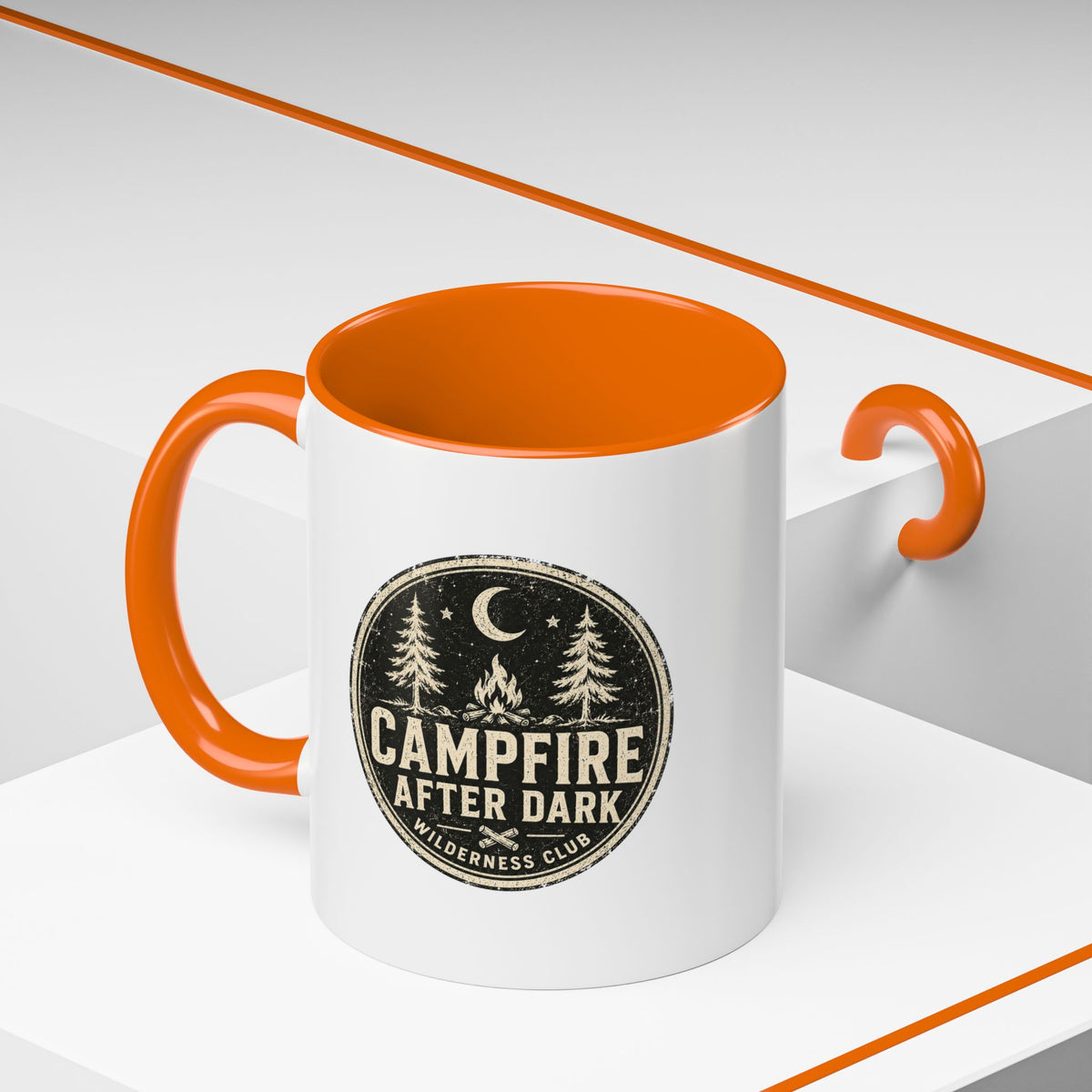 Milo Bailey Dog Dad Mom Campfire After Dark Accent Coffee Mug — Rustic Camping Coffee Cup