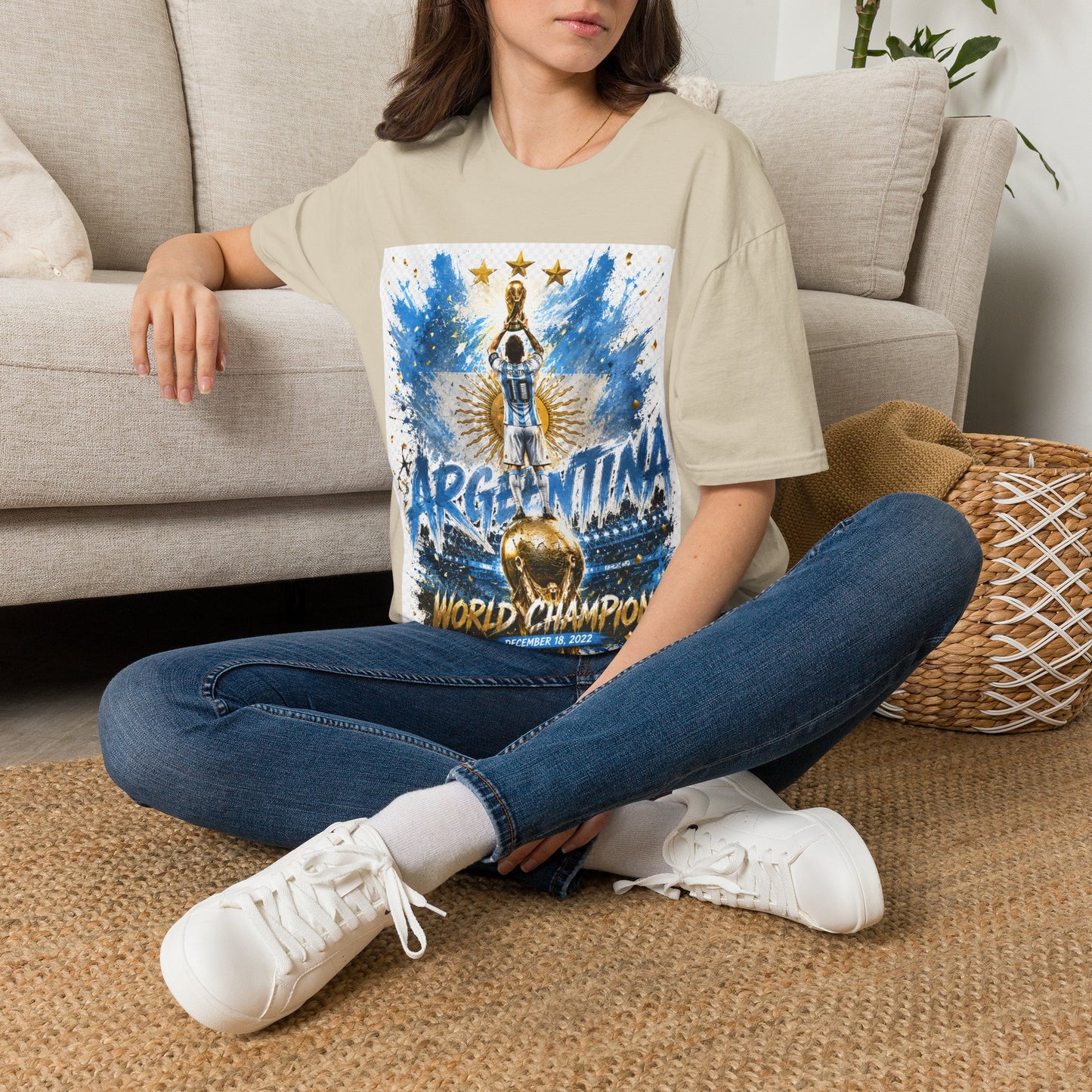 Argentina World Champions T‑Shirt — Soccer World Cup 3 Stars Tribute