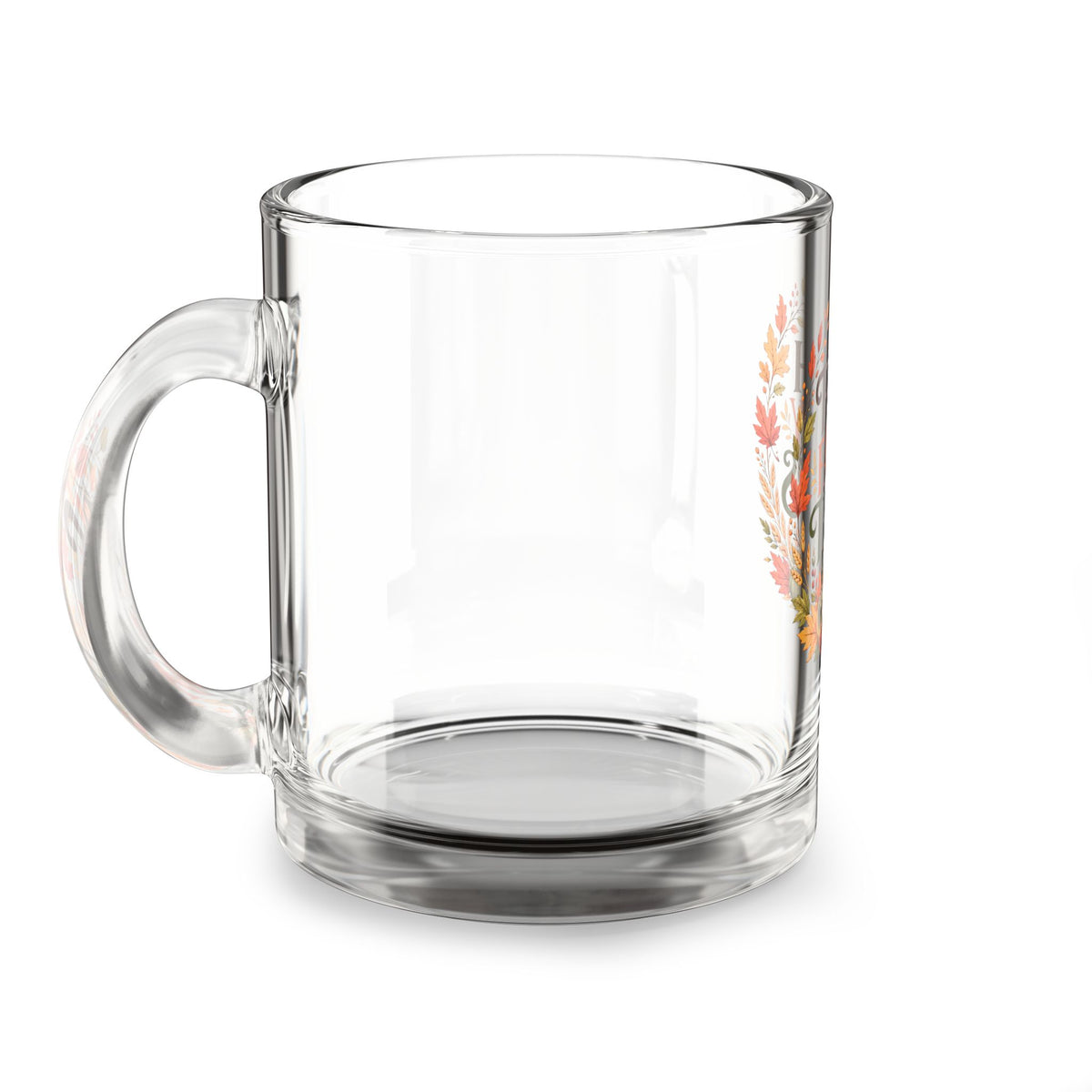 Faith Family Thanks Glass Mug – 10oz Thanksgiving Coffee Cup