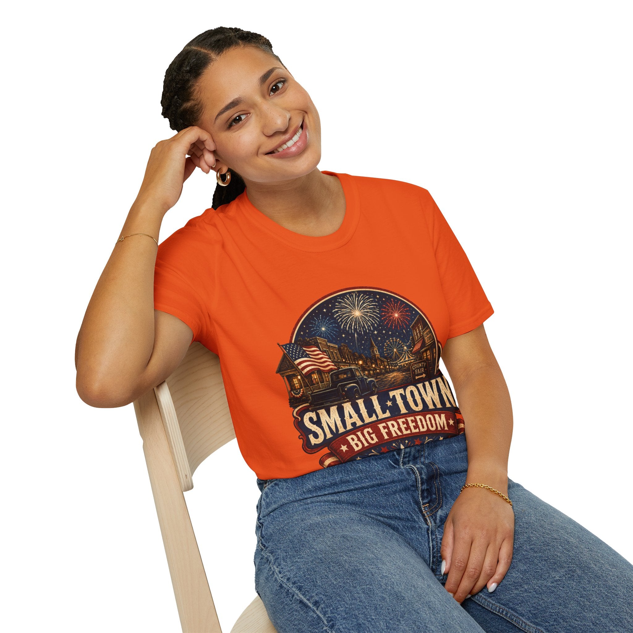 Small Town Big Freedom T-Shirt — Patriotic 4th of July Fireworks Tee