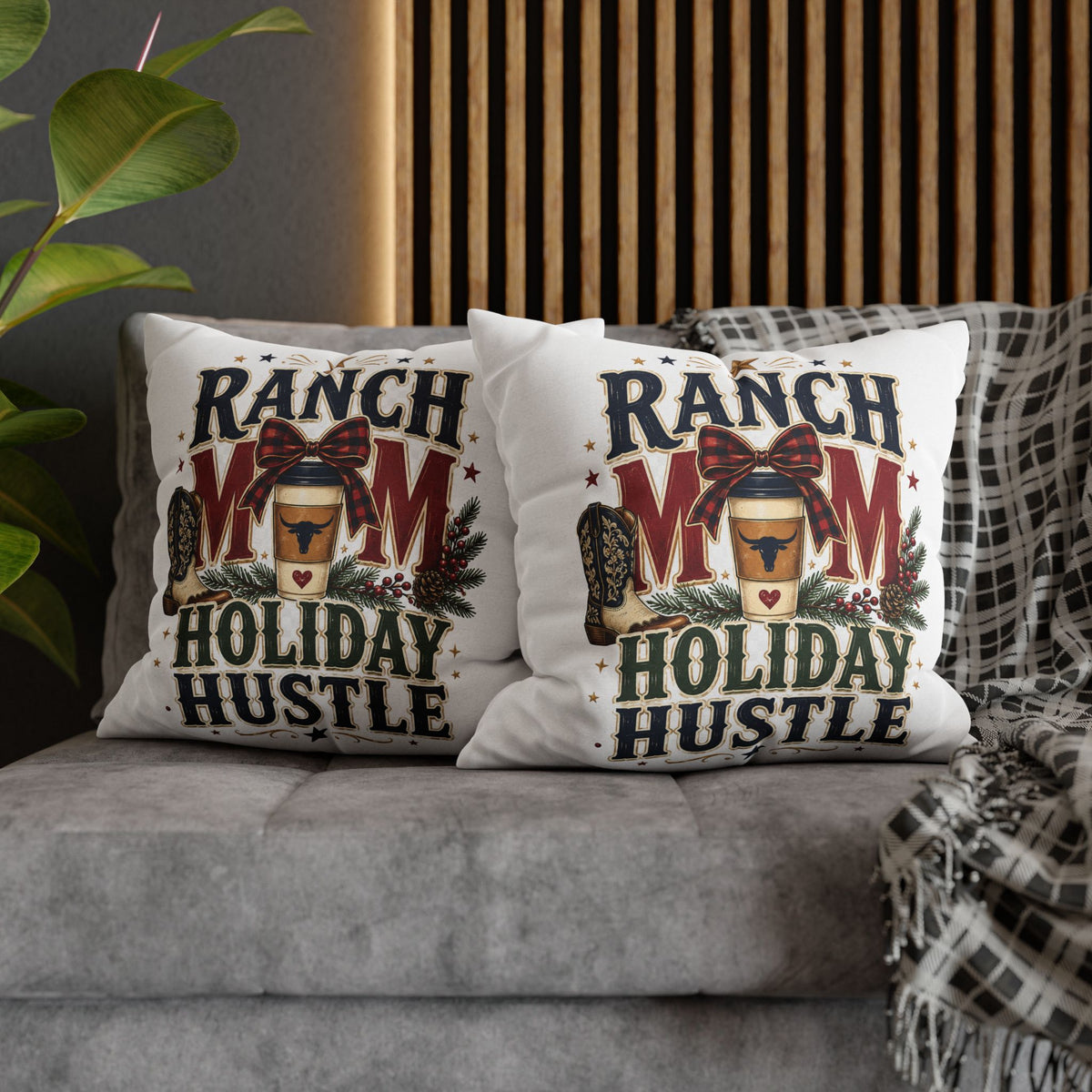 Ranch Mom Holiday Hustle Throw Pillowcase Modern Day Christmas