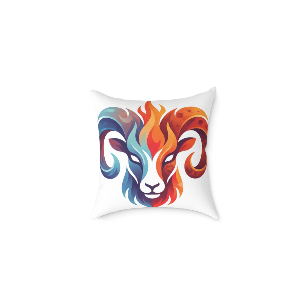Aries Zodiac Flame Ram Art Pillow – Colorful Zodiac Aries Throw Pillow