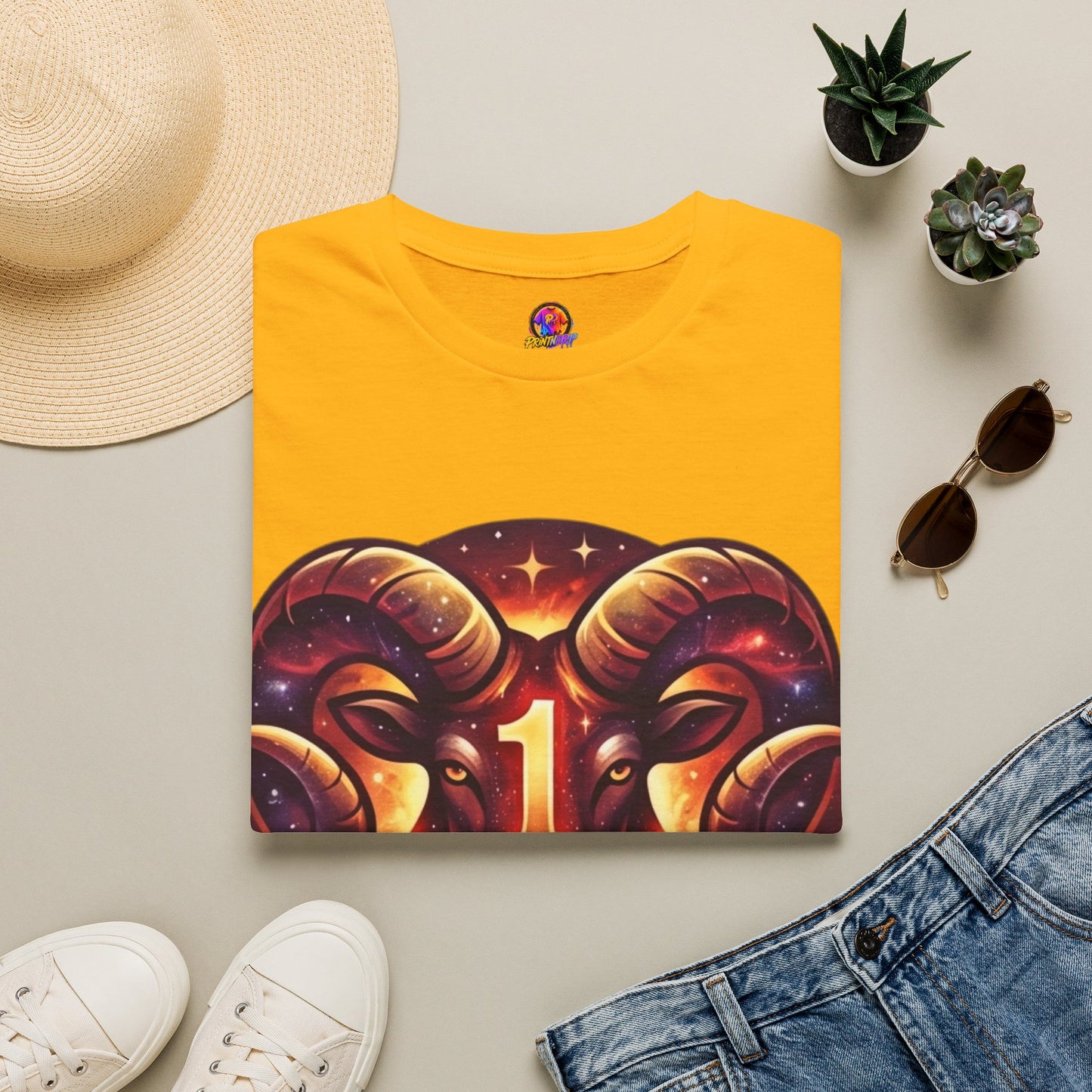Aries Zodiac Ram Graphic T-Shirt — 'First in the Zodiac' Astrology Tee