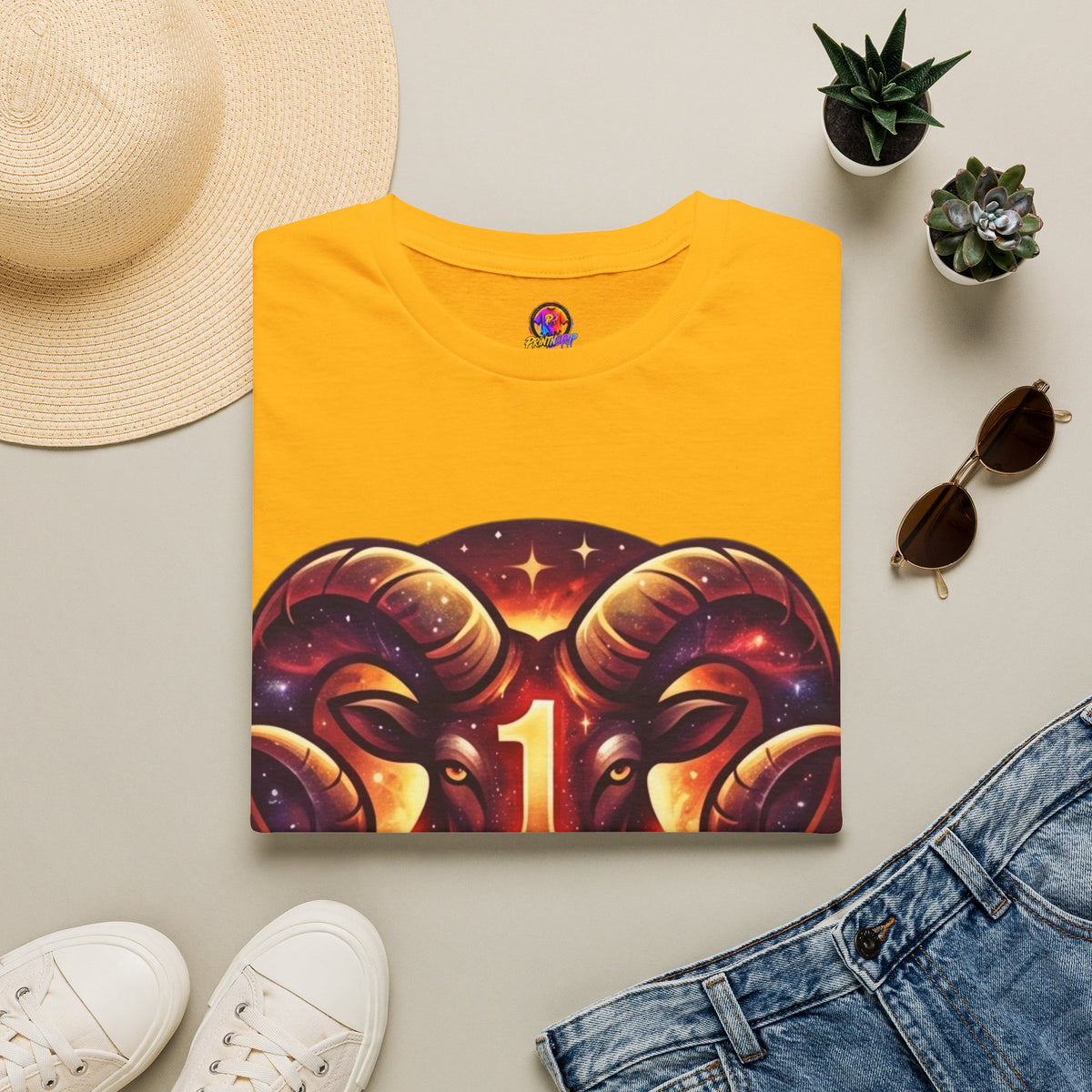 Aries Zodiac Ram Graphic T-Shirt — 'First in the Zodiac' Astrology Tee
