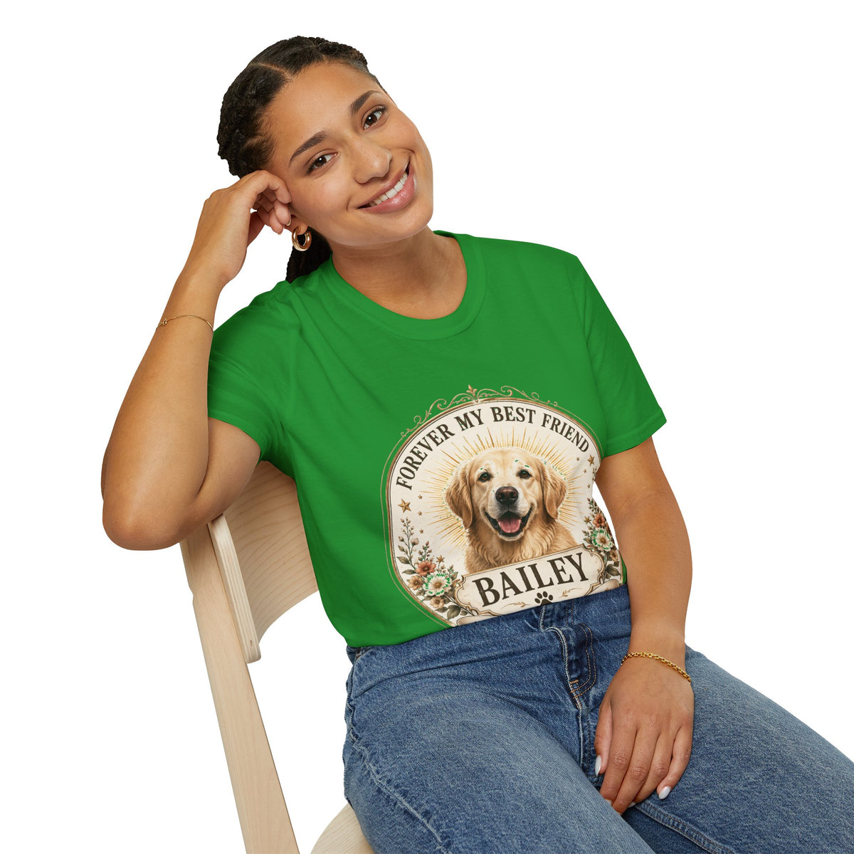 Dog Lover T-Shirt — “Forever My Best Friend” Personalized Golden Retriever Tee