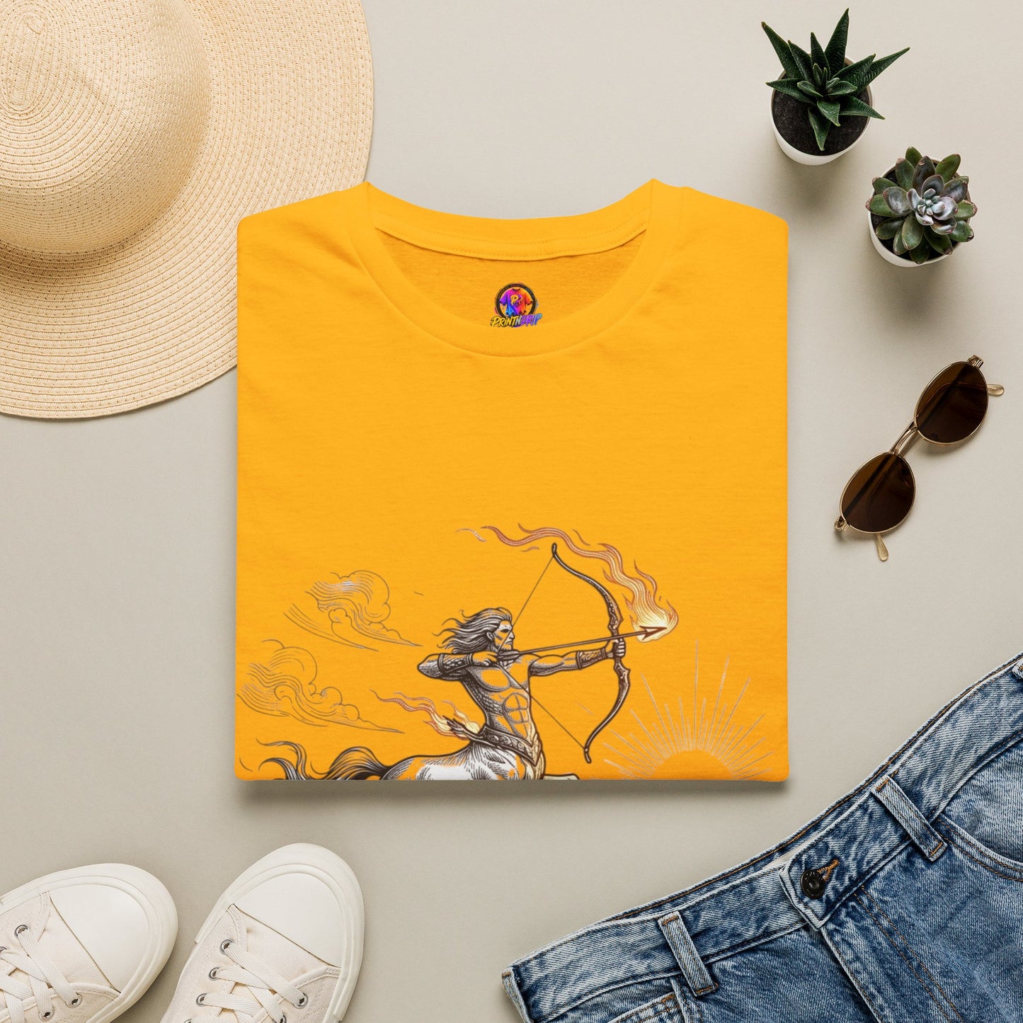Centaur Archer T-Shirt — Mythical Archer Graphic Tee (Flaming Bow)