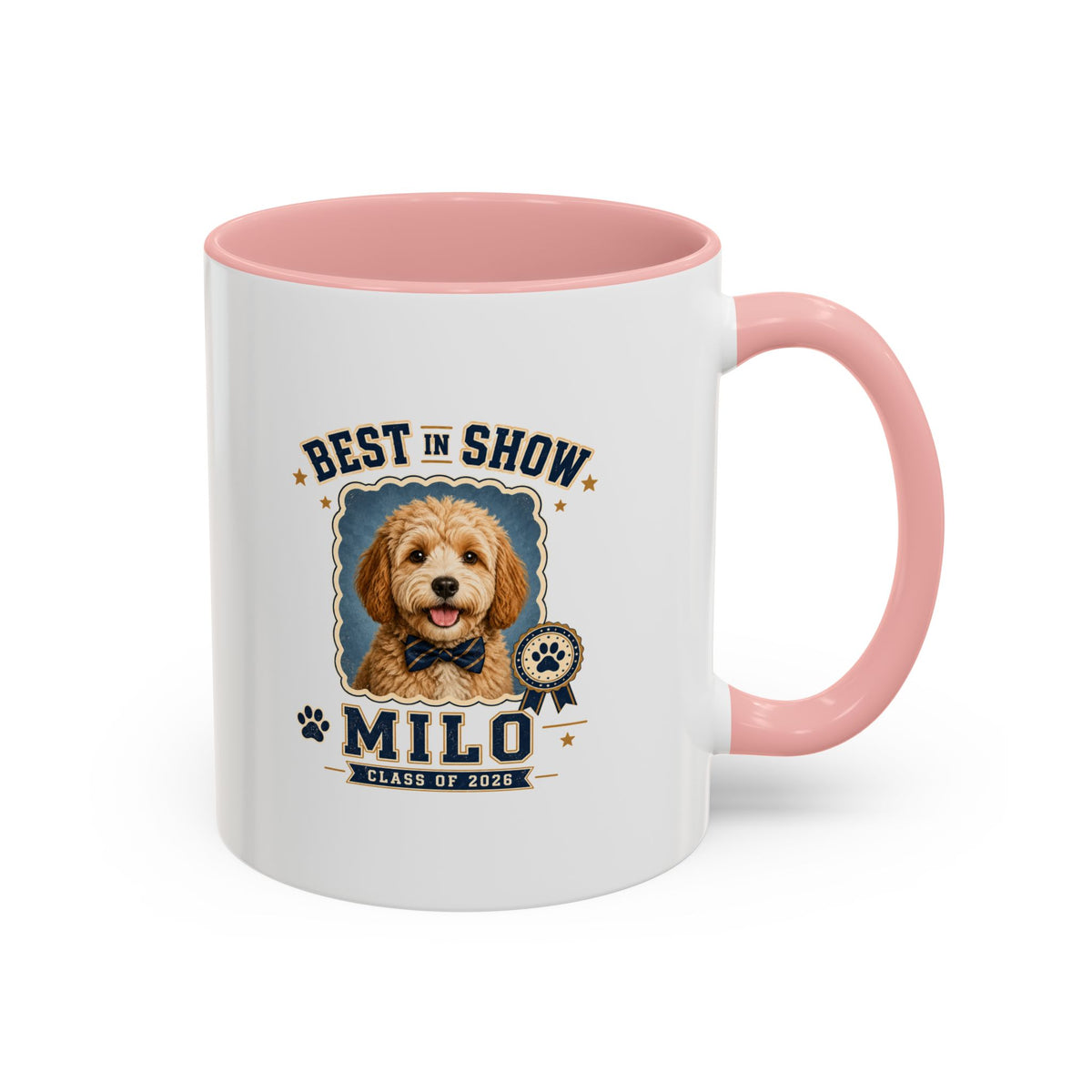 Milo Bailey Dog Dad Mom Best in Show Milo Personalized Dog Coffee Mug — Custom Pet Name Accent Mug