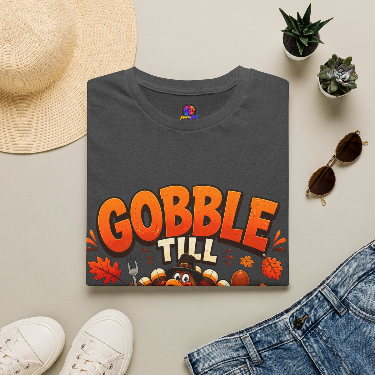 Thanksgiving T-Shirt Gobble 'Til You Wobble Thanksgiving T-Shirt