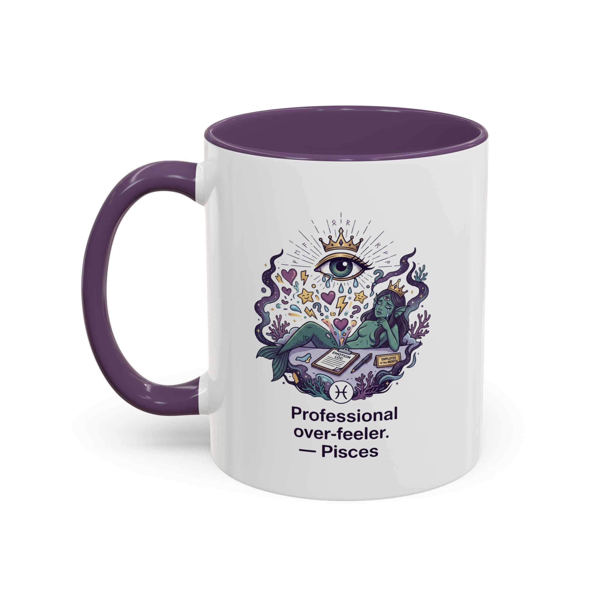 Pisces Coffee Mug — "Professional Over-feeler" Zodiac Accent Mug (11/15oz)