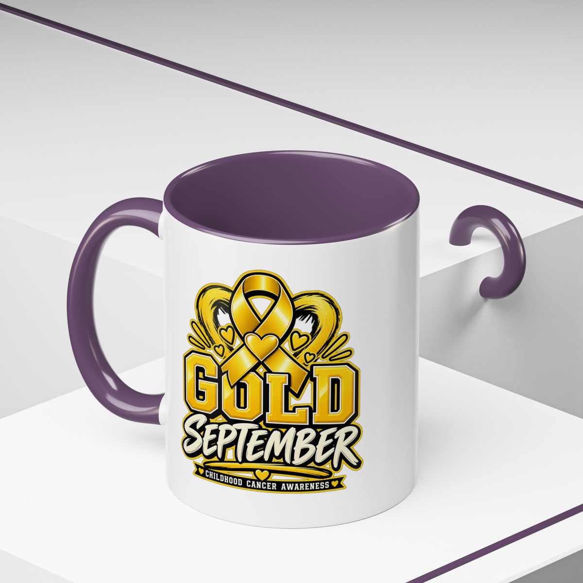 Gold September Coffee Mug — Childhood Cancer Awareness Accent Mug (11/15oz)