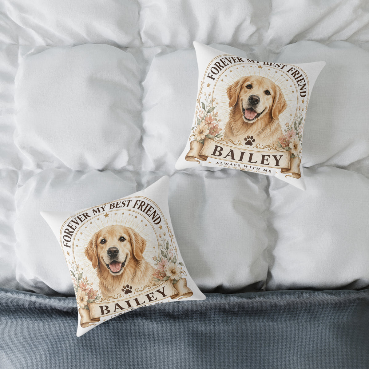 Personalized Dog Pillow Milo Bailey Dog Dad Mom – "Forever My Best Friend" Custom Pet Name Cushion