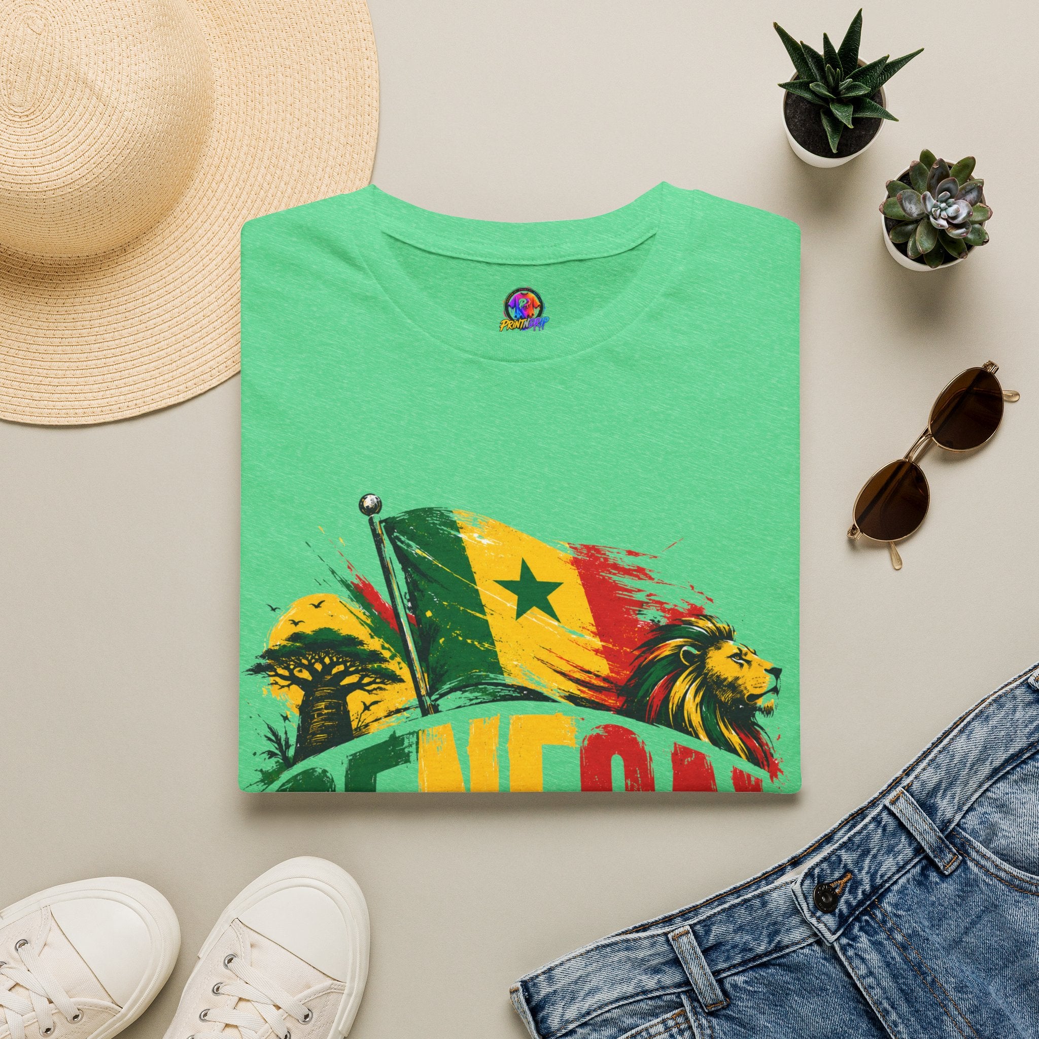 Senegal Flag Soccer T-Shirt — Lion & Football Pride Tee