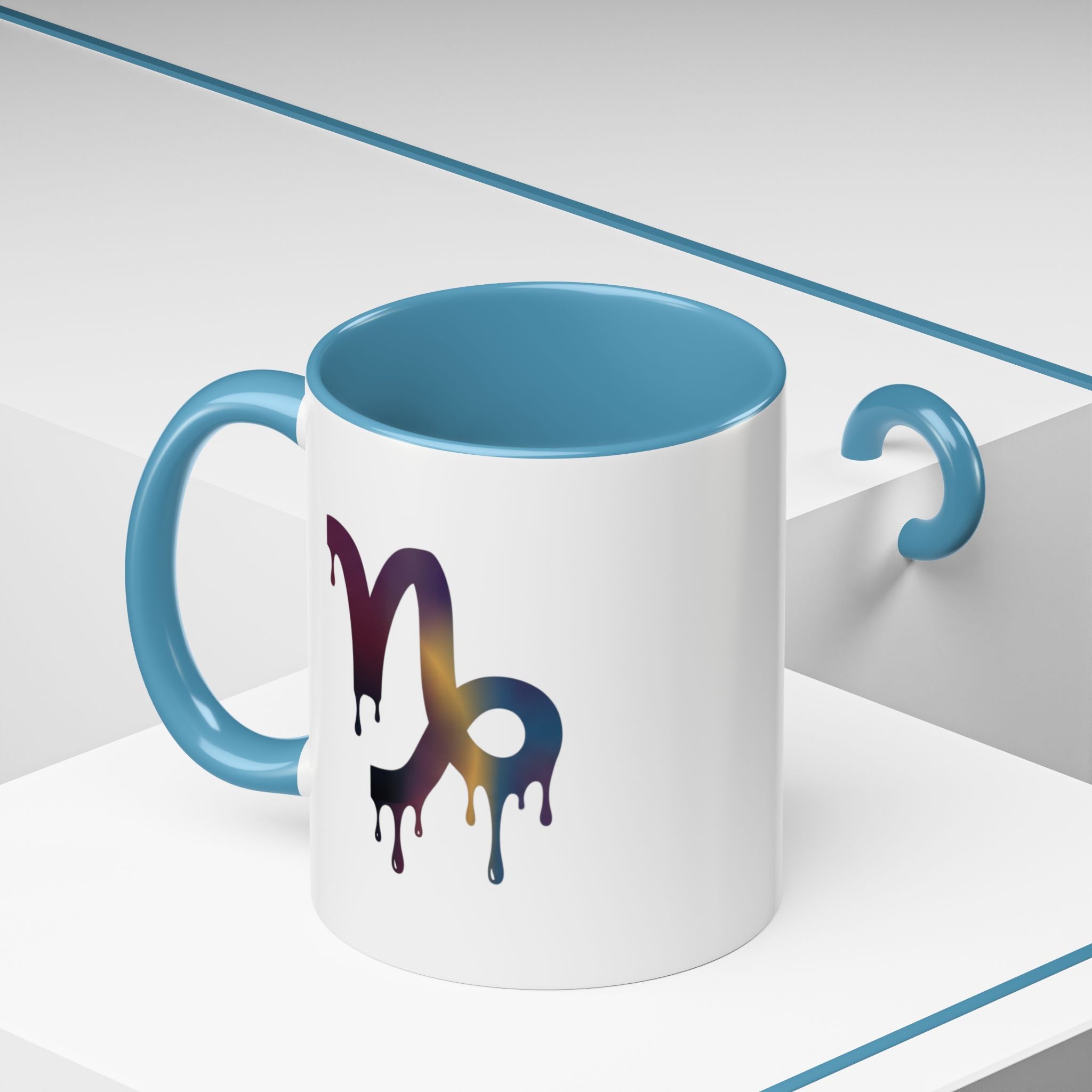 Capricorn Drip Accent Coffee Mug — Zodiac Symbol Gradient