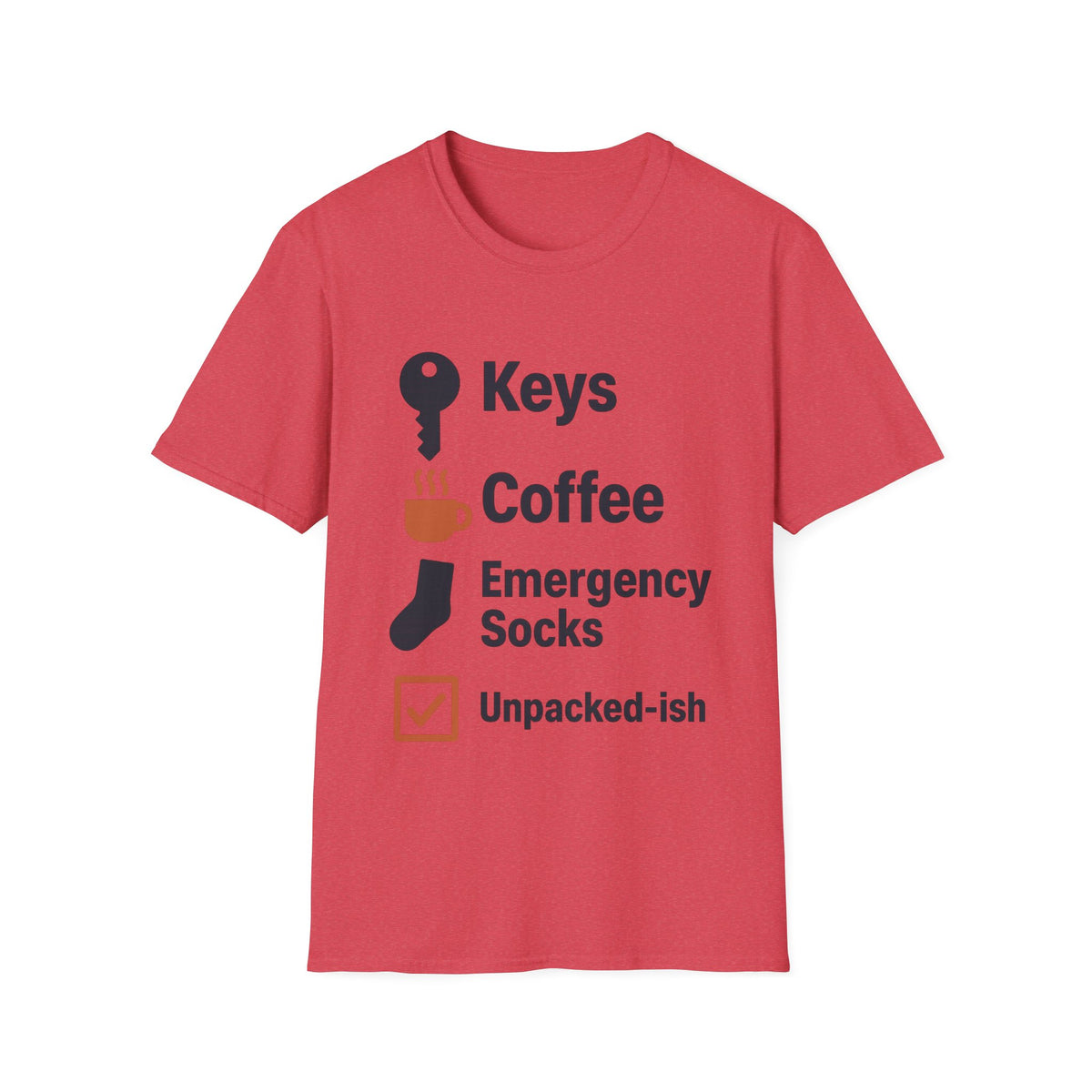 Keys, Coffee, Phone, Wallet Checklist T-Shirt — Minimal Daily Essentials Graphic Tee - Trending Now - August 2026
