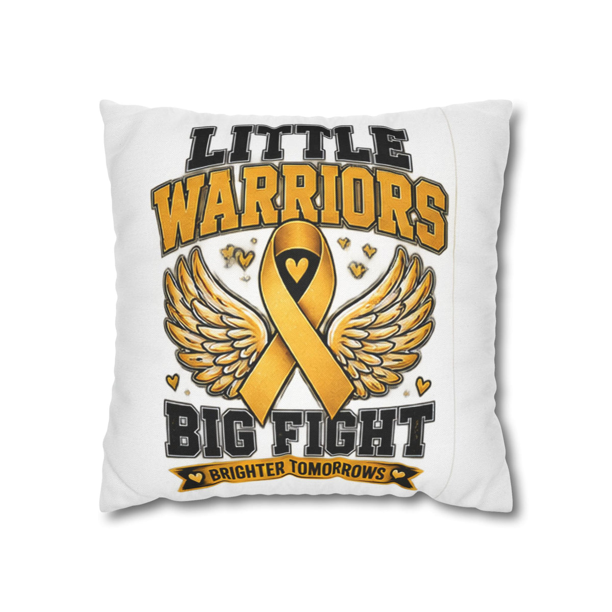 Champion Kids Pillow - "Little Warriors Big Fight" Childhood Cancer Awareness Throw Pillowcase