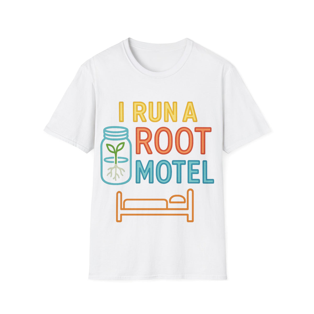 "I Run A Root Motel" Retro Travel Lodge Tee - Funny Plant Parent Gardening White T-Shirt - Trending Now - September 2026