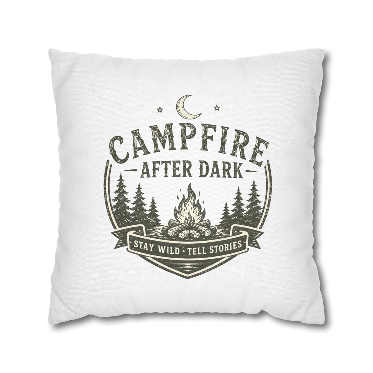 Campfire After Dark Pillowcase Milo Bailey Dog Dad Mom — Rustic Camping Throw Pillow Cover