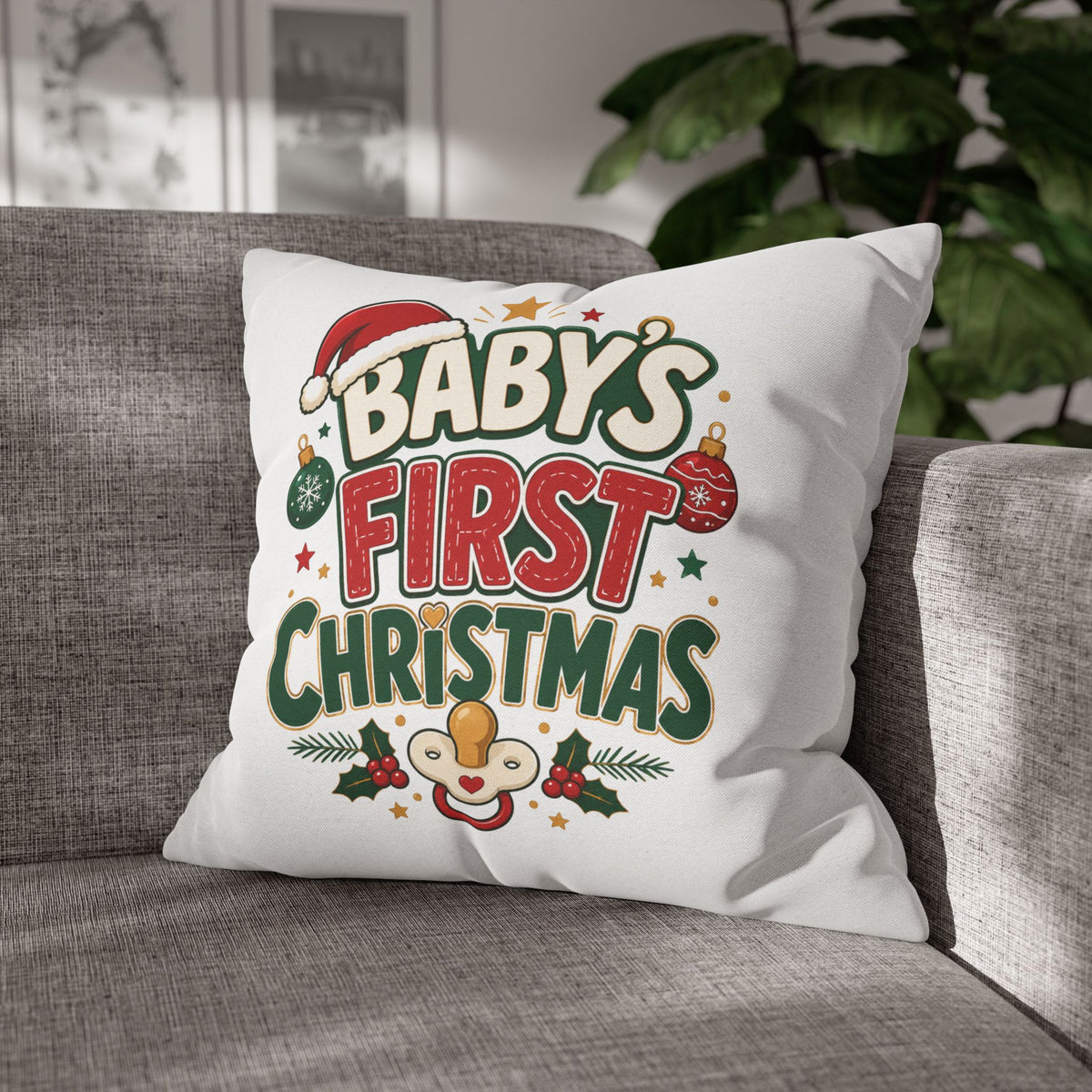 Baby's First Christmas Pillowcase — Festive Holiday Nursery Decor