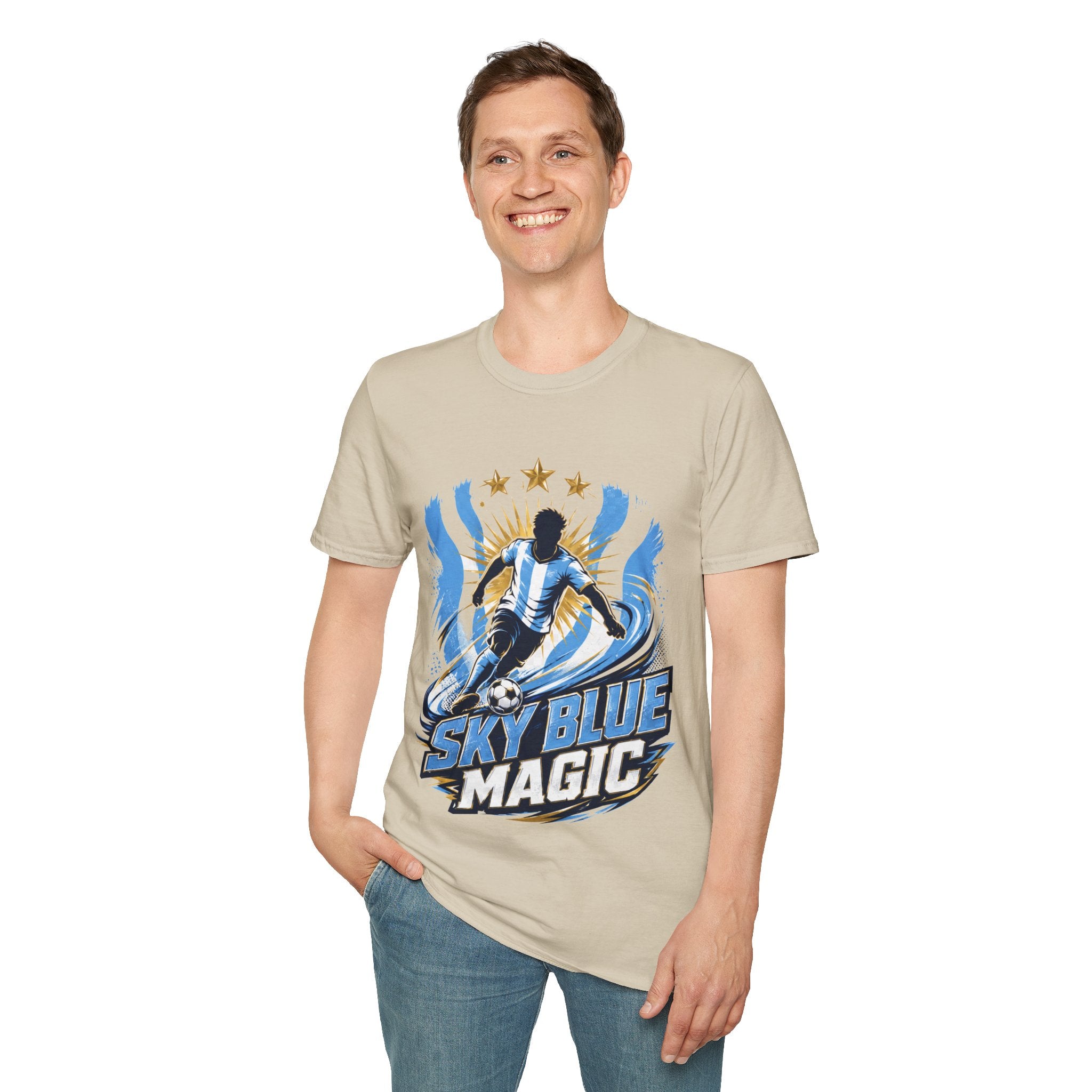 Argentina Sky Blue Magic Soccer T-Shirt — Argentinian Football Player Graphic Tee