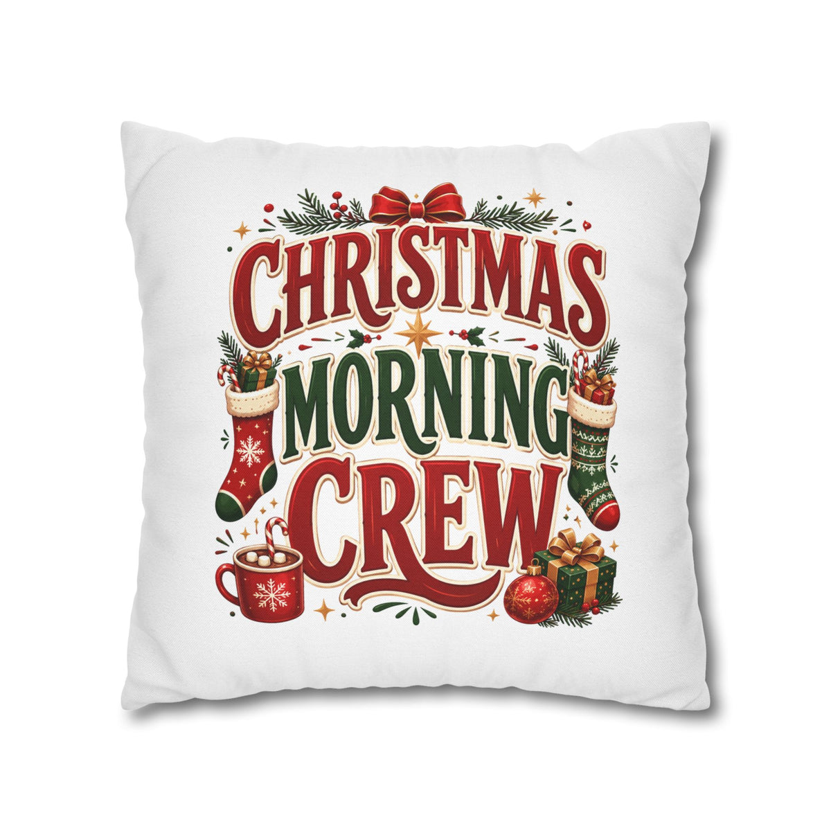 Christmas Spun Square Pillowcase  Morning Crew Pillowcase