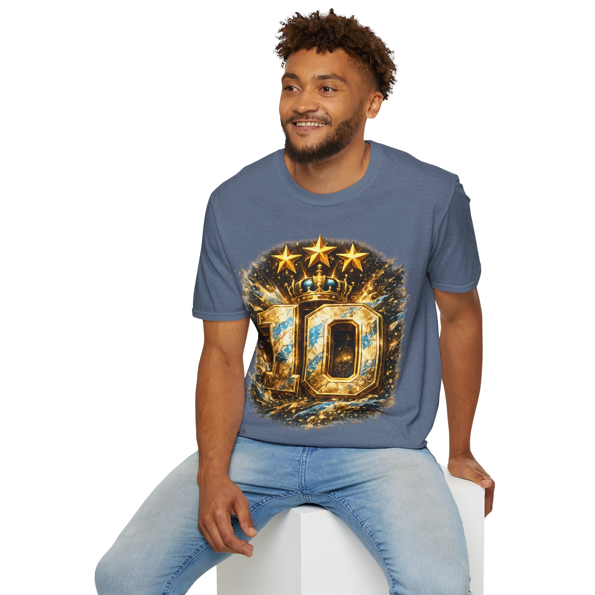 Argentina, MESSI #10 T-Shirt — Gold Crown '10' Victory Graphic Tee