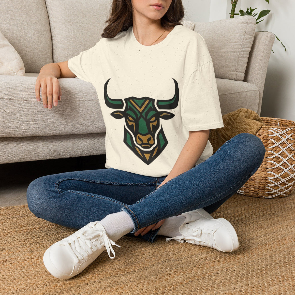 Taurus Bull Head T-Shirt — Geometric Tribal Bull Graphic Tee
