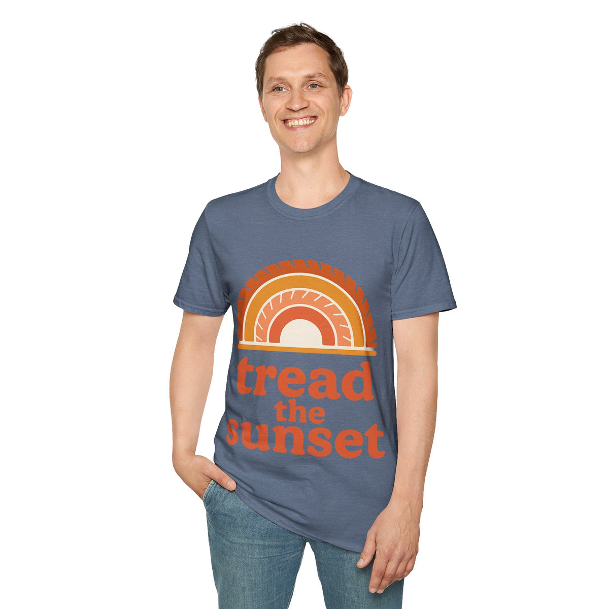 Tread The Sunset Boho Rainbow T-Shirt, Retro Wanderlust Hiking Outdoor Graphic Tee - Trending Now - September 2026