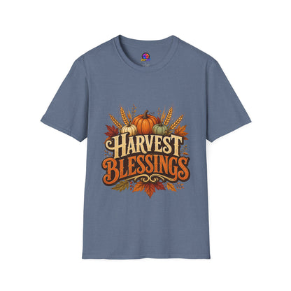 Harvest Blessings T-Shirt — Fall Pumpkin & Wheat Autumn Tee