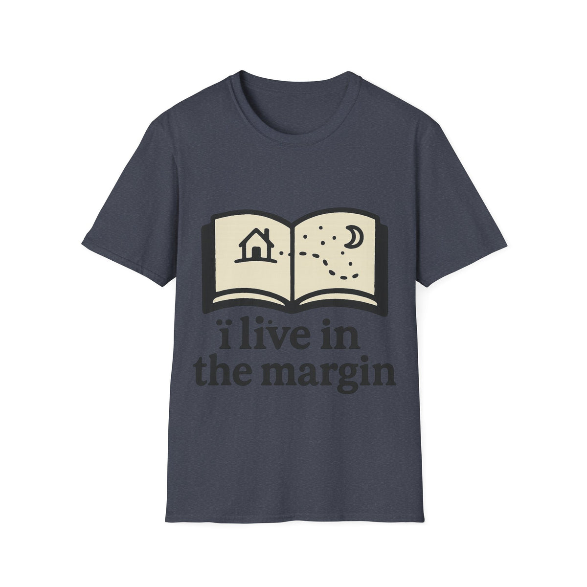"I Live In The Margin" Bookworm Tee | Cute Celestial Book Graphic T-Shirt - Trending Now - September 2026