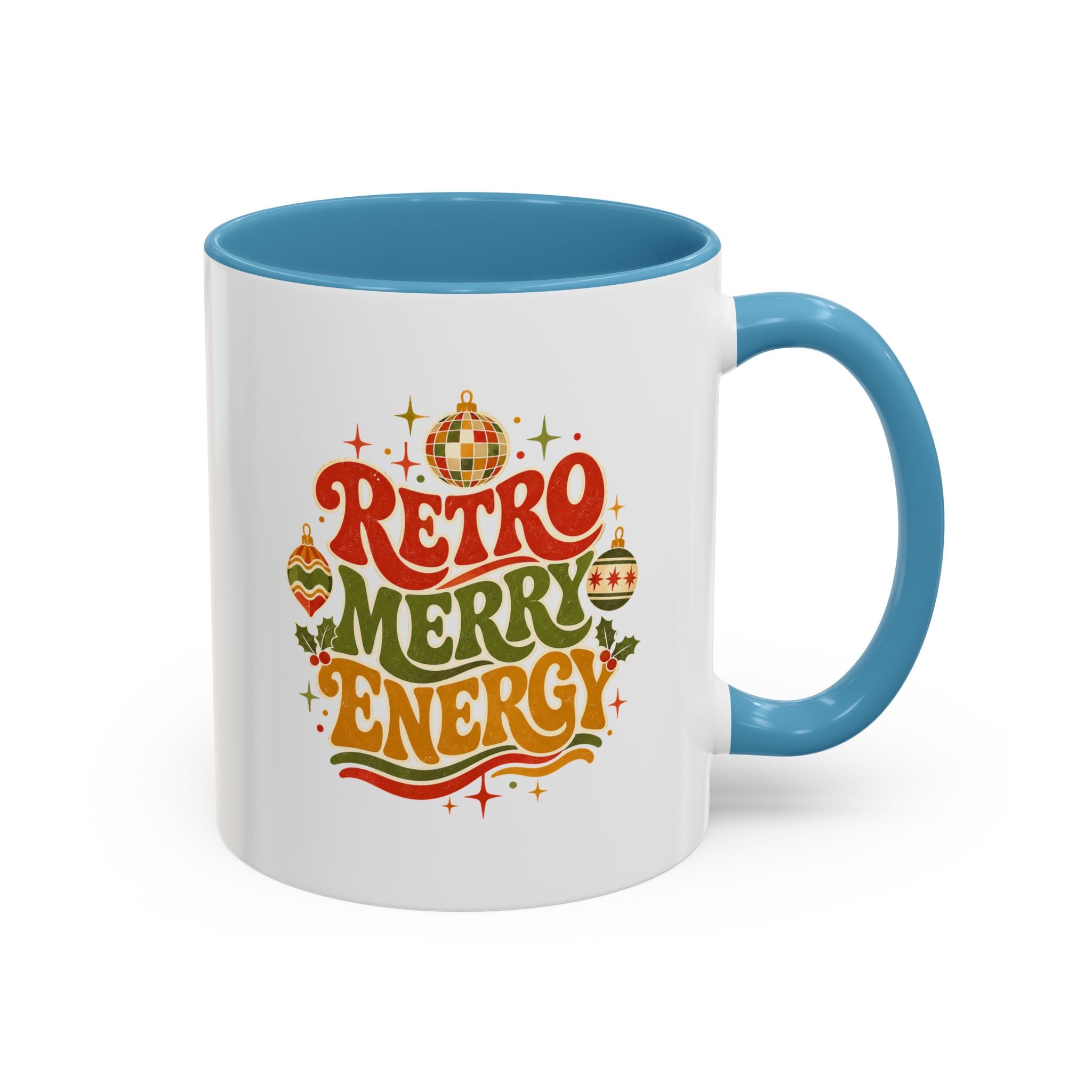 Modern Day Christmas Retro Merry Energy Coffee Mug — Festive 70s Holiday Design