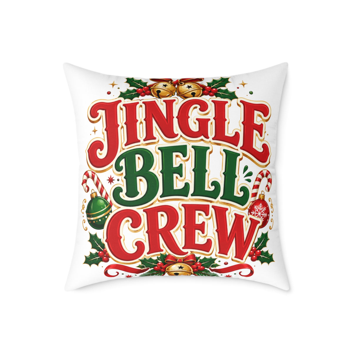 Christmas Jingle Bell Crew Holiday Pillow — Festive Christmas Decorative Throw Pillow